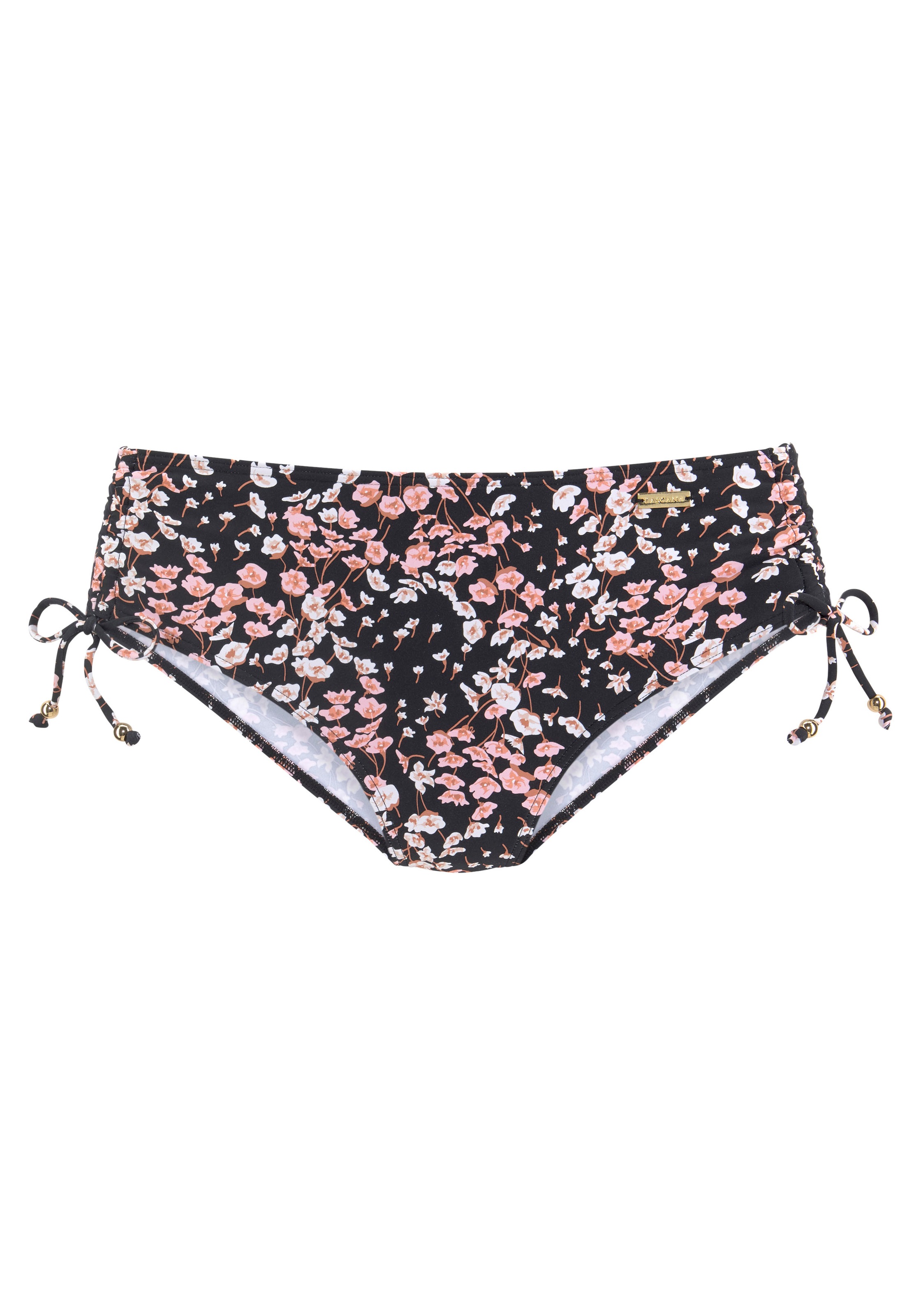 LASCANA, Damen, Bikini-Hose »Blair« mit höher geschnittener Form, schwarz-bedruckt, N-Gr, 38 - N-Gr, schwarz-bedruckt, Florales Design