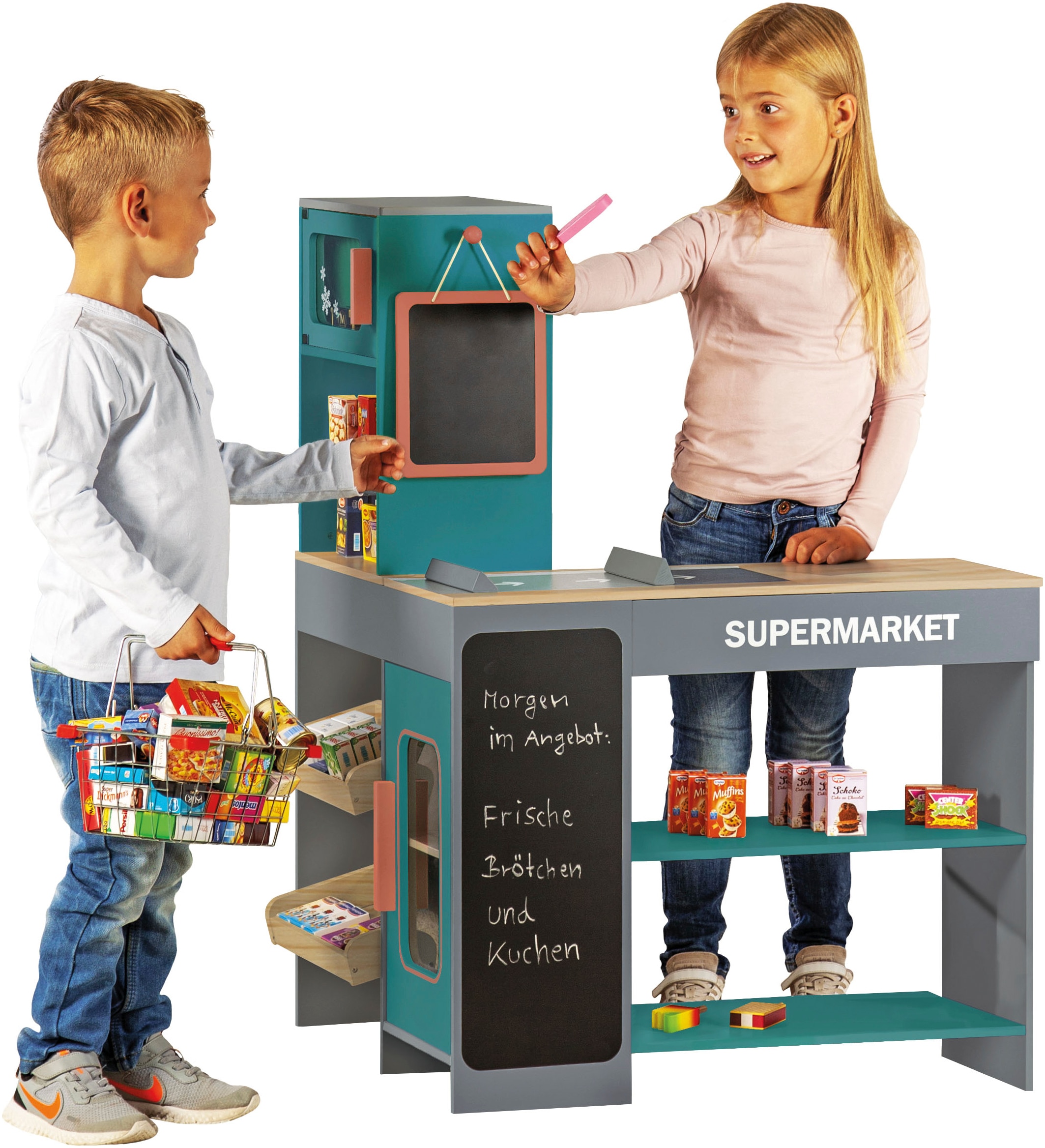 Tanner Kaufladen »Moderner Supermarkt«, inkl. 40 Kaufladenminiaturen; aus Holz; FSC® - schützt Wald - weltweit