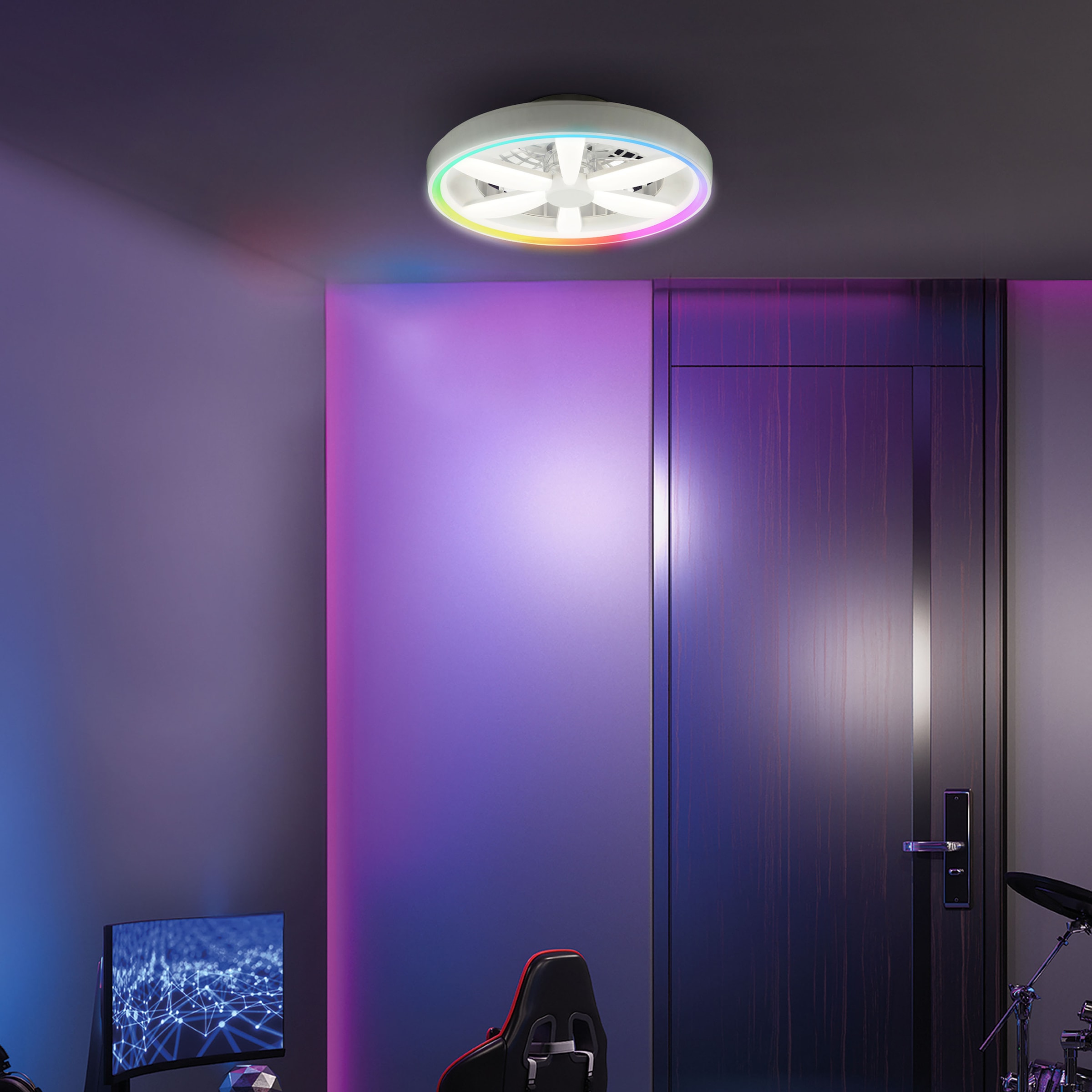 Hanseatic LED Deckenleuchte »DLV2205« LED-Modul 1 Stk. RGB | warmweiß - kaltweiß LED Ventilator, Ø 48 cm, 6400 lm, dimmbar, Fernbedienung