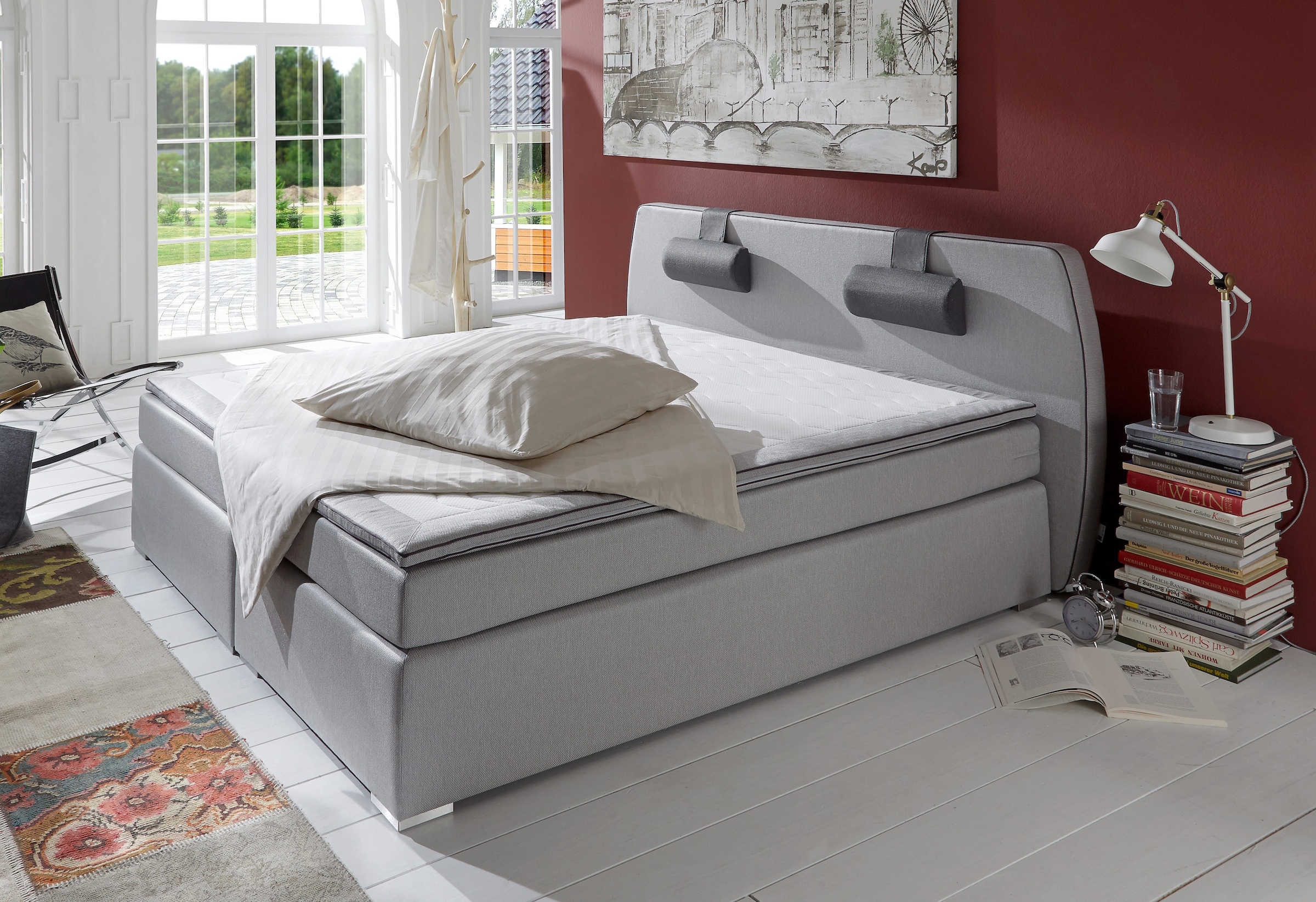 ATLANTIC home collection Boxspringbett »Rex« mit Topper und verstellbaren Nackenkissen