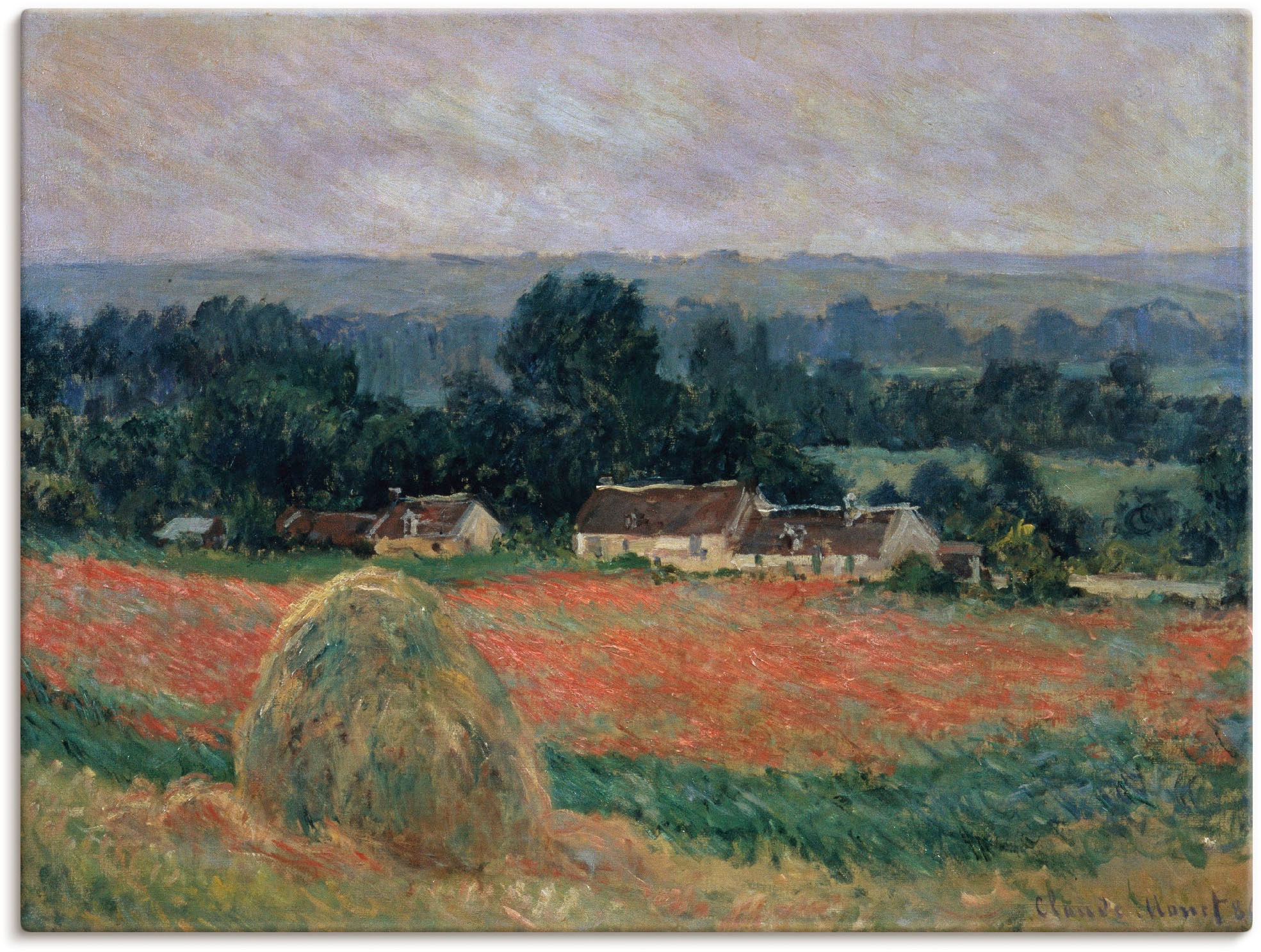 Artland Leinwandbild »Heuhaufen in Sommerlandschaft«, Wiesen & Bäume, (1 St.), auf Keilrahmen gespannt