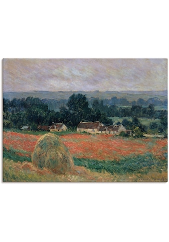 Leinwandbild »Heuhaufen in Sommerlandschaft«, Wiesen & Bäume, (1 St.)