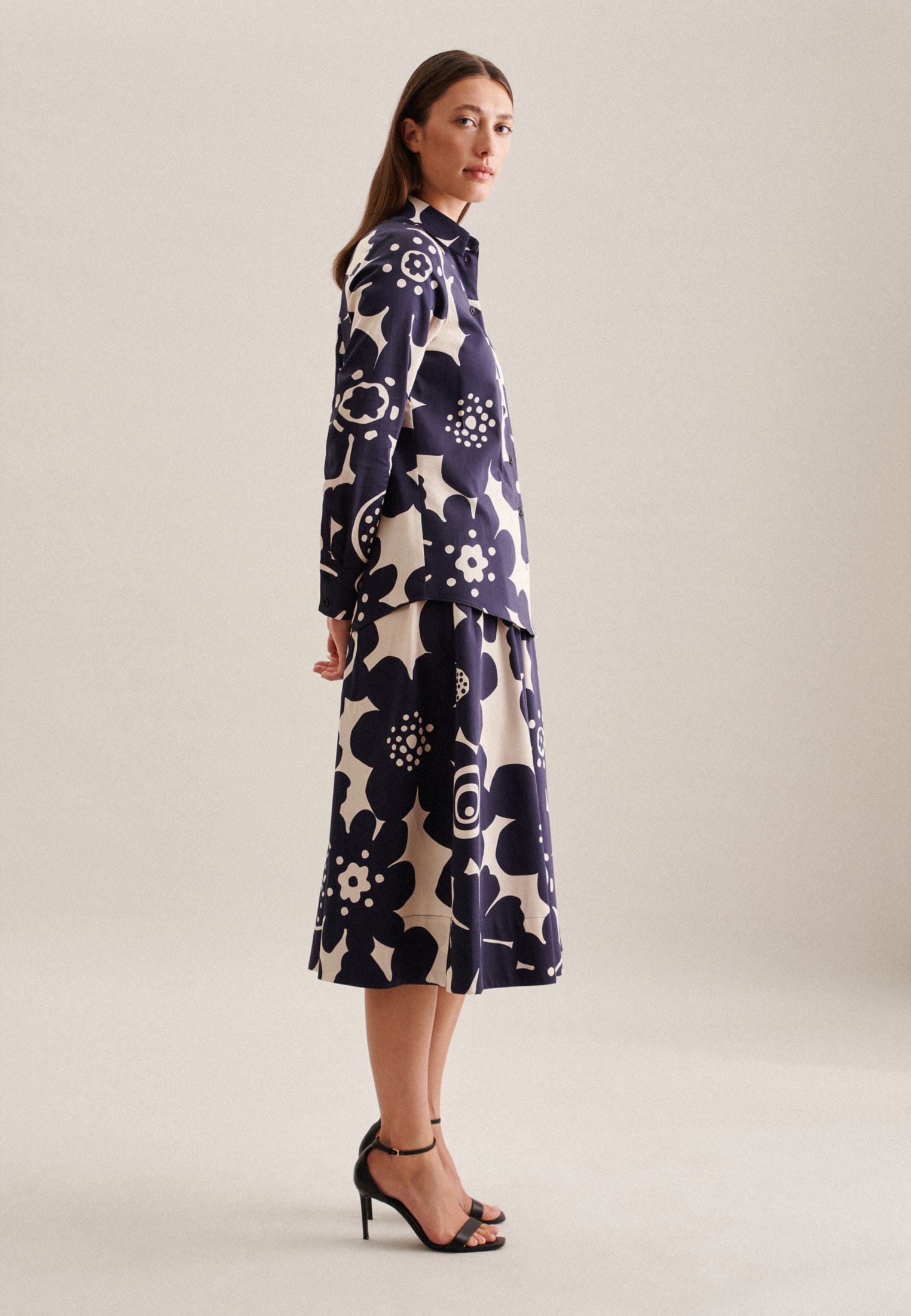 seidensticker Hemdbluse »Schwarze Rose«, Langarm Kragen Floral