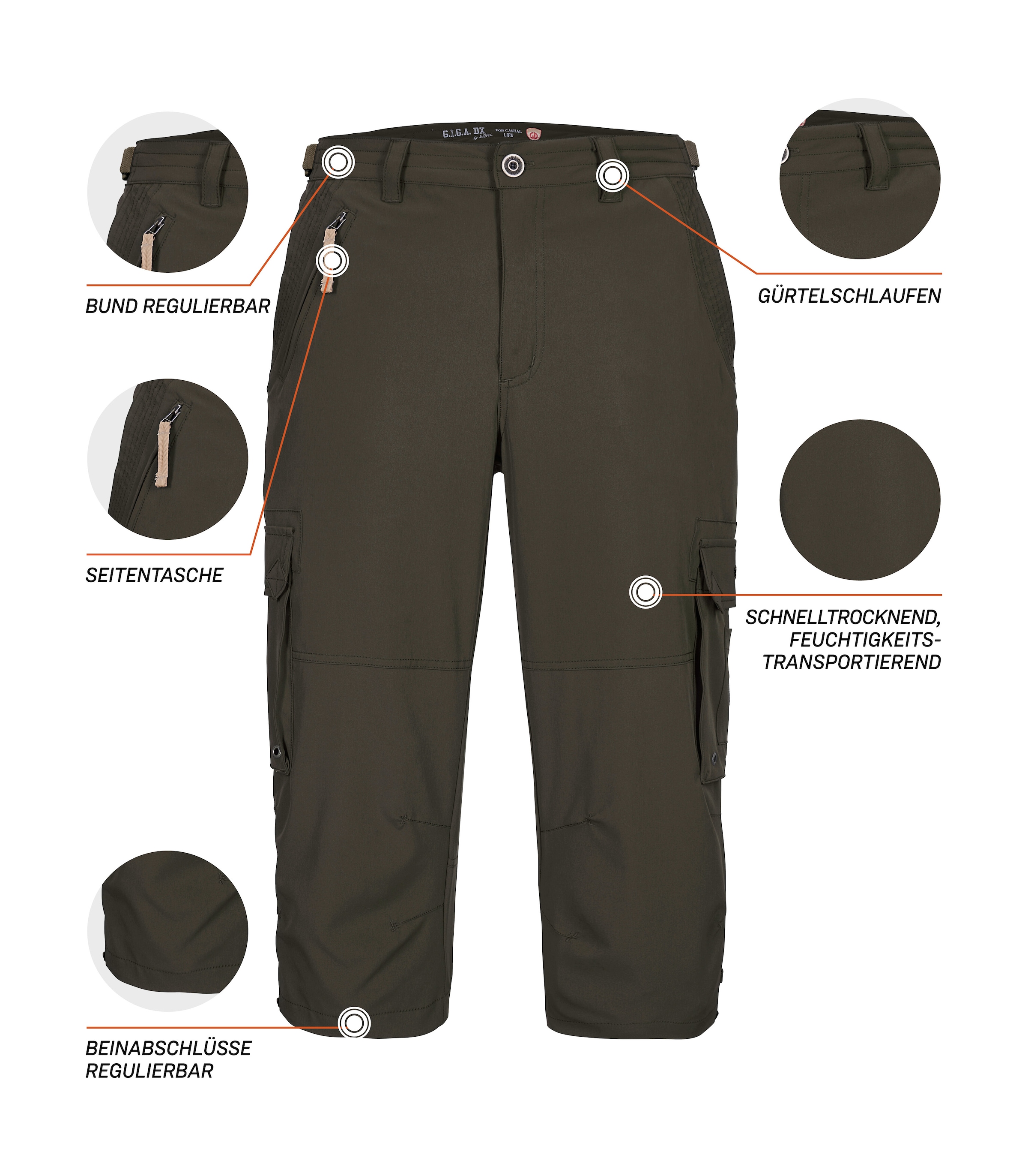 G.I.G.A. DX by killtec 3/4-Hose »GS 35 MN PNTS«  Leichte, schnelltrocknende 3/4 Hose mit verstellbarem Bund und Taschen