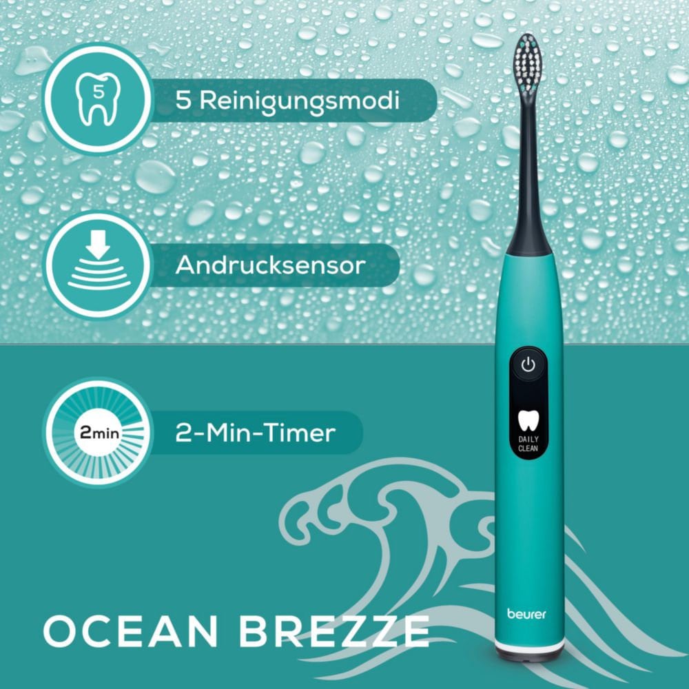 BEURER Elektrische Zahnbürste »SC 50« 2 Stk. Aufsteckbürsten Mit Andrucksensor, 80.000 Schwingungen/Min und 2-Minuten Timer