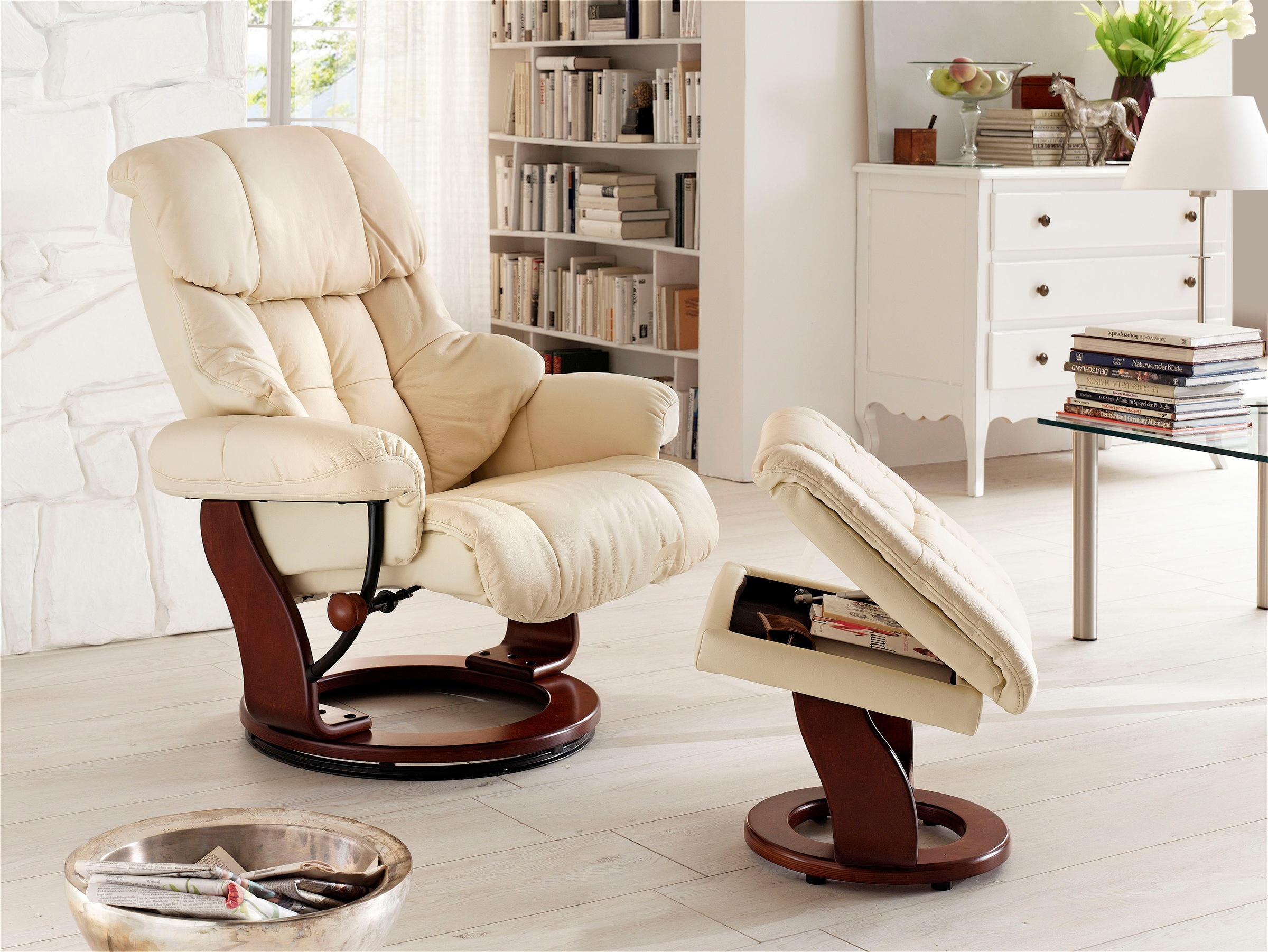 MCA furniture Relaxsessel »Calgary«, Fernsehsessel XXL 360°drehbar inkl. Hocker, belastbar bis 180 kg