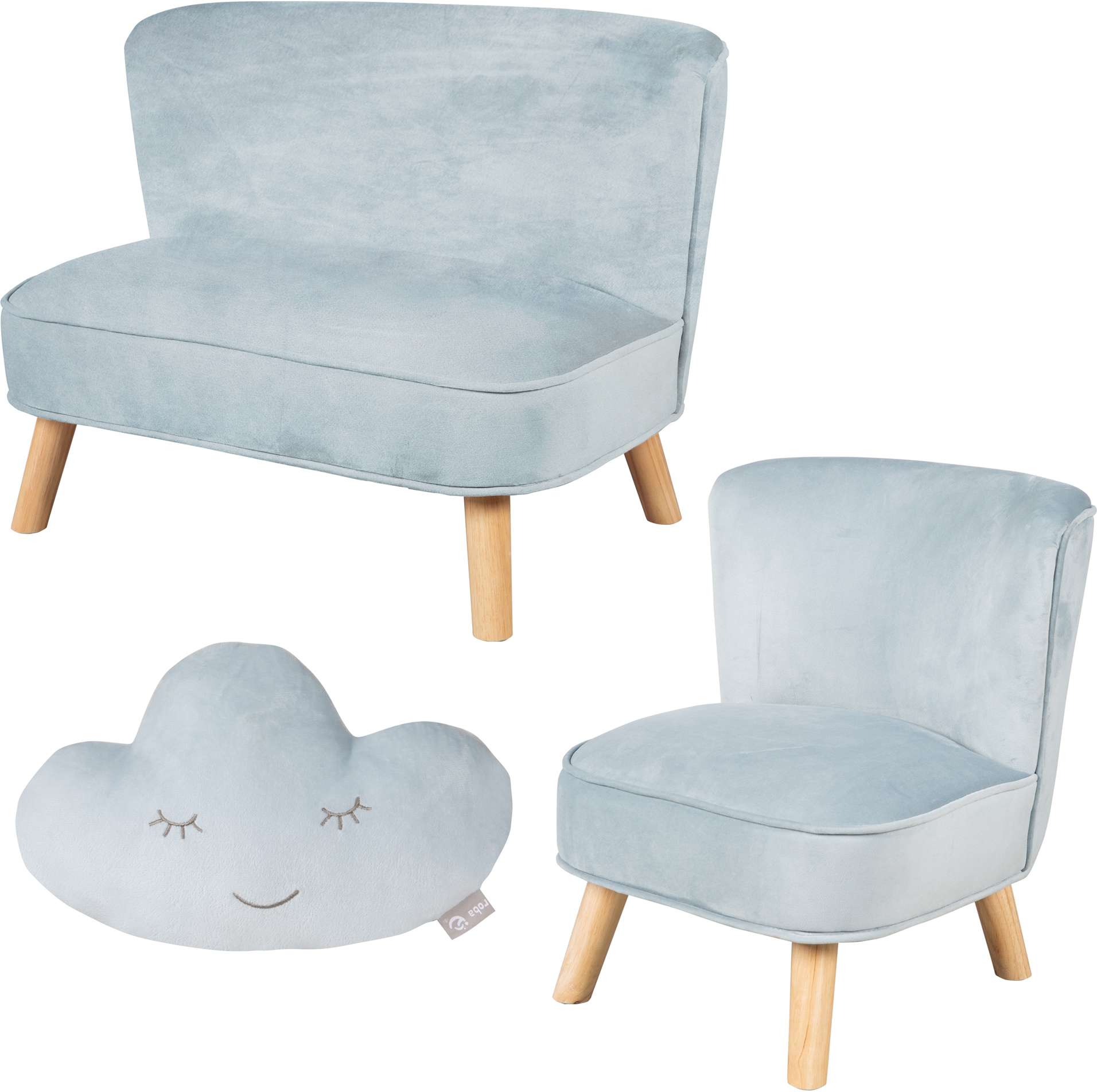 bei aus »Lil roba® in 3 tlg.), (Set, und bestehend Wolkenform Kindersitzgruppe Sofa«, Kindersessel Dekokissen ♕ Kindersofa,