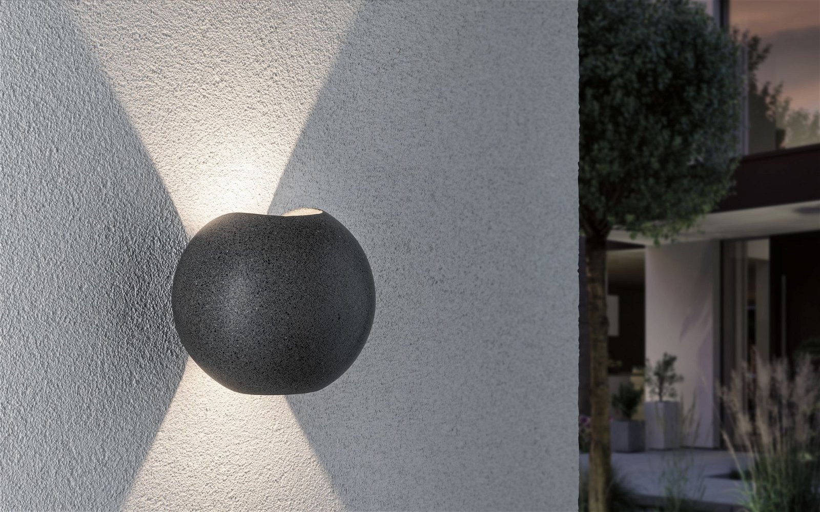 Paulmann LED Außen-Wandleuchte »Concrea IP65 160mm 3000K 2x5,5W 2x250lm 230V schwarzer Sandstein Beton«, 2 flammig