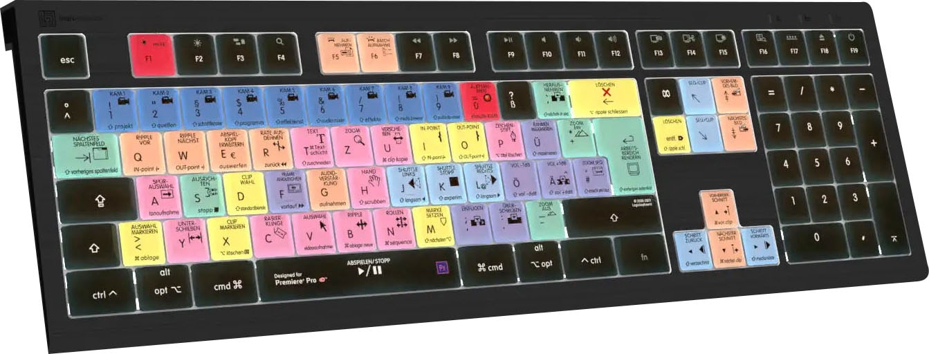 Logickeyboard Tastatur »Adobe Premiere Pro CC Astra 2 DE (Mac)« (USB-Anschluss | Ziffernblock)