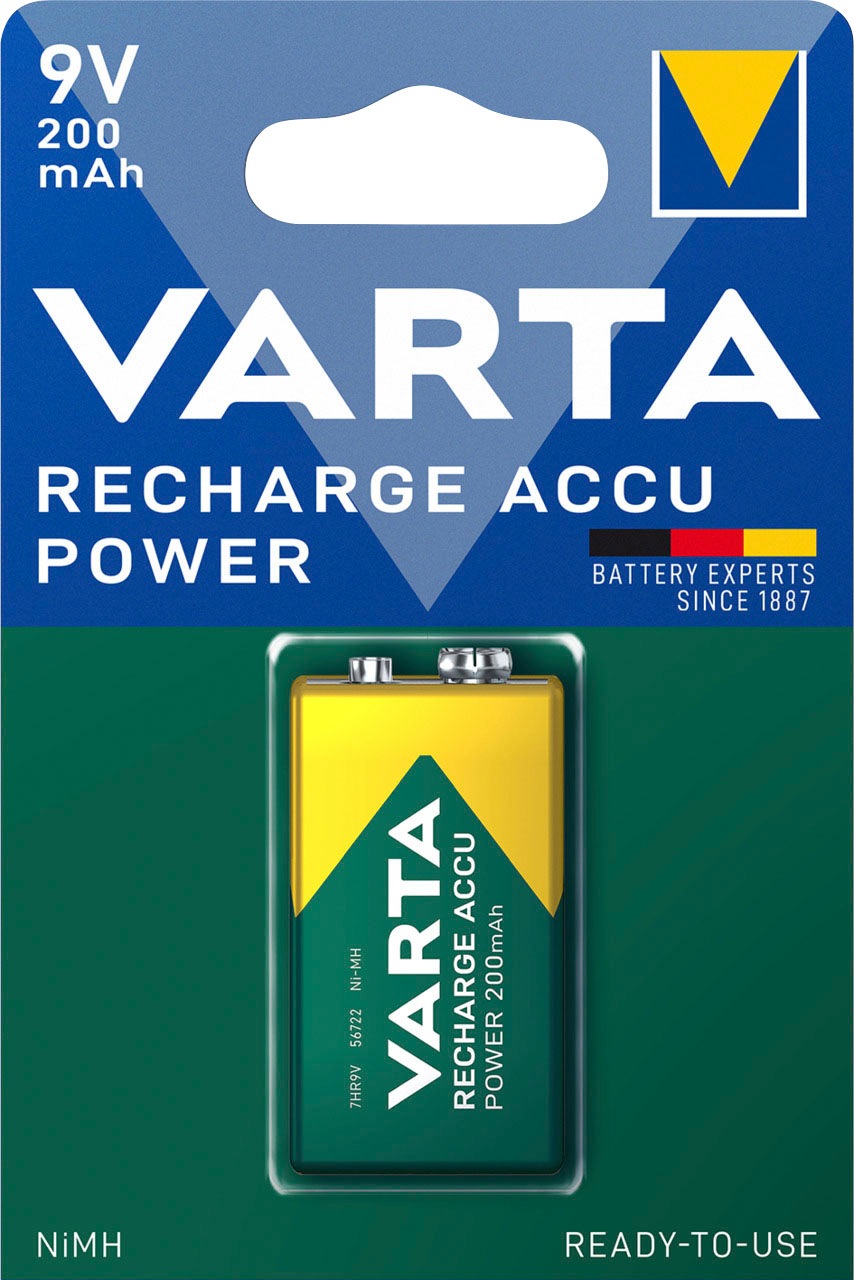 VARTA Batterie »RECHARGE ACCU Power vorgeladener 9V NiMH Akku (200mAh)«, 9 V, (1 St.)