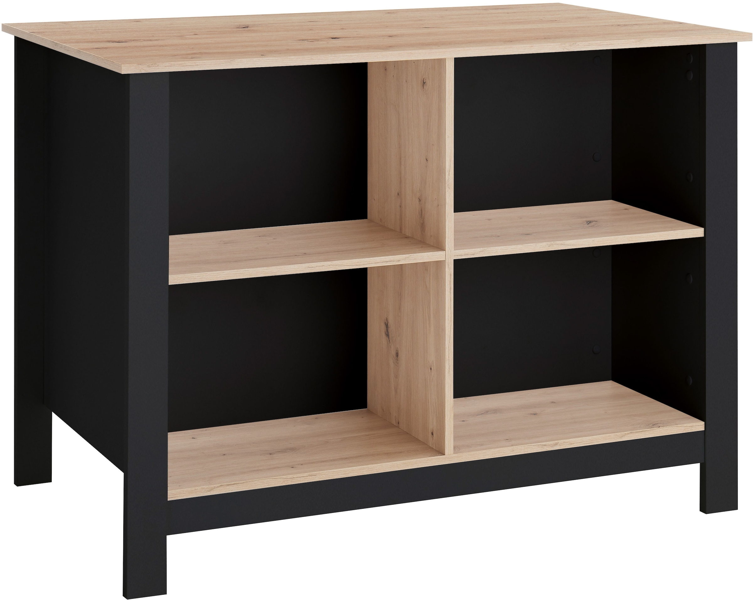 BASIC by Balculina Kücheninsel »Sugar Kücheninsel, Kücheninsel BxHxT 124x90x75«, Breite 124 cm, Melaminbeschichtung, 4 offene Fächer