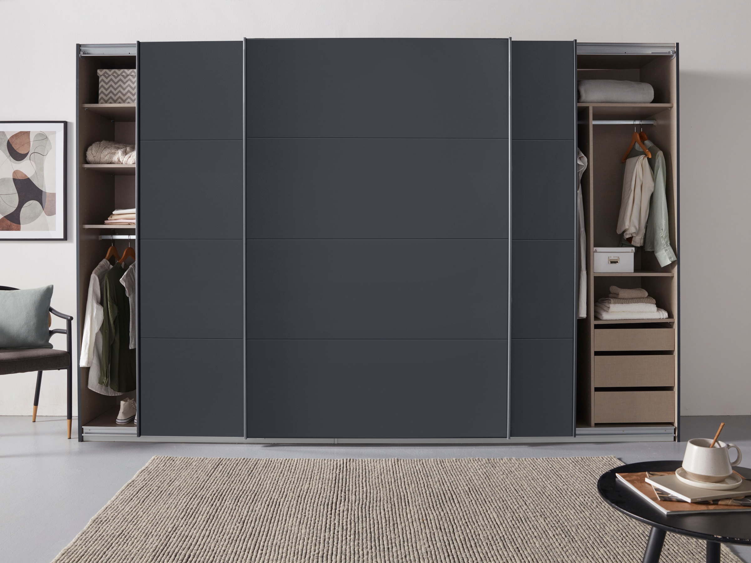 rauch Schwebetürenschrank »Kleiderschrank Schrank Garderobe TOPSELLER OTELI inkl. Inneneinteilung«, mit 3 Innenschubladen sowie zusätzlichen Einlegeböden MADE IN GERMANY