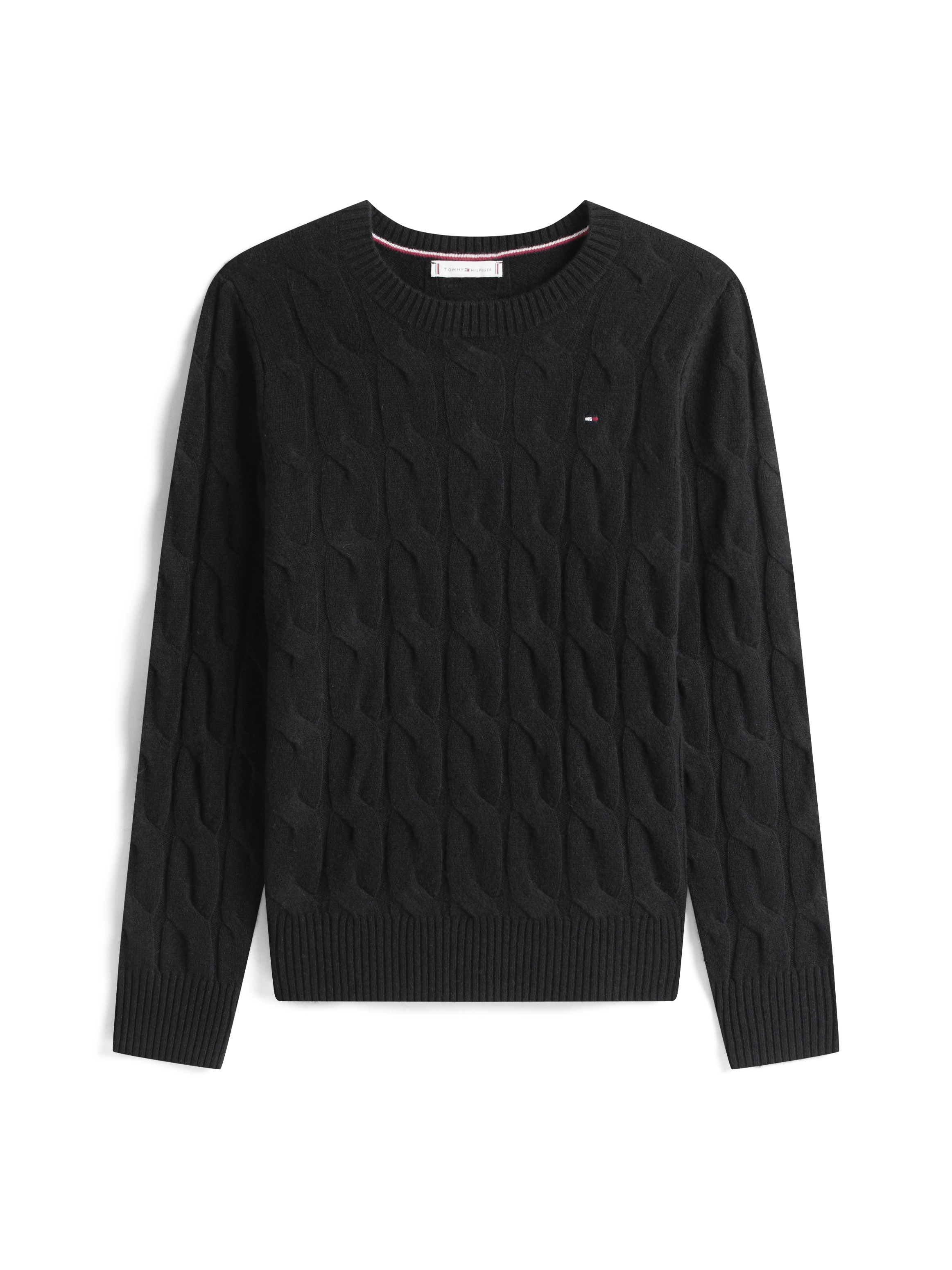 Tommy Hilfiger Strickpullover »SOFT WOOL CABLE C-NK«, mit Zopfmuster, aus reiner Wolle