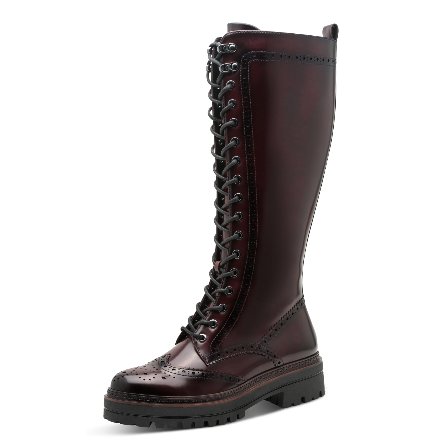 Tamaris Schnürstiefel  , Blockabsatz, Langschaftstiefel mit trendiger Lyrolochung