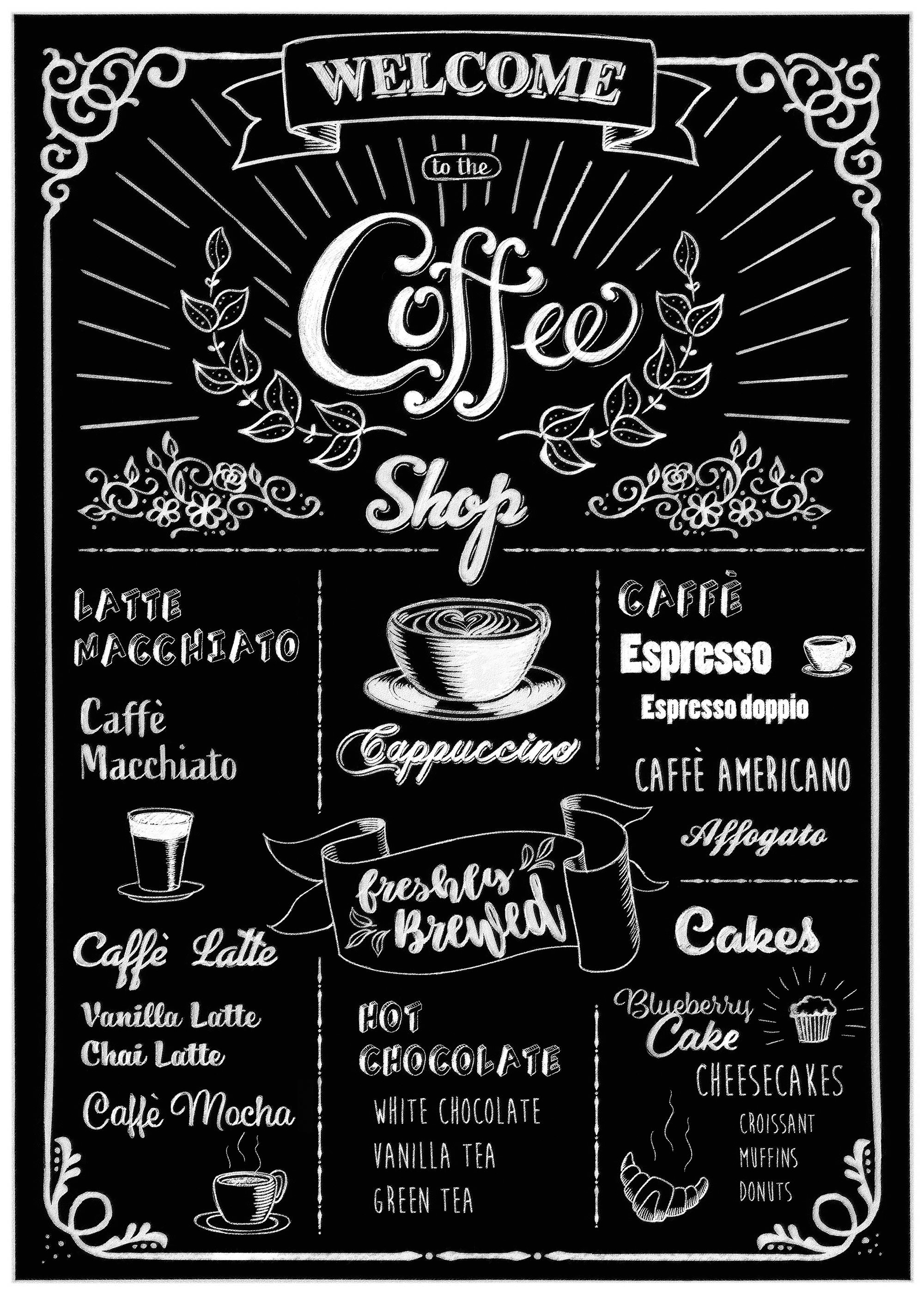 St.), (Breite Garantie »Coffeeshop«, Komar online cm mit x 3 XXL | Jahren Höhe), Wandtattoo (1 50x70 kaufen selbstklebendes Wandtattoo