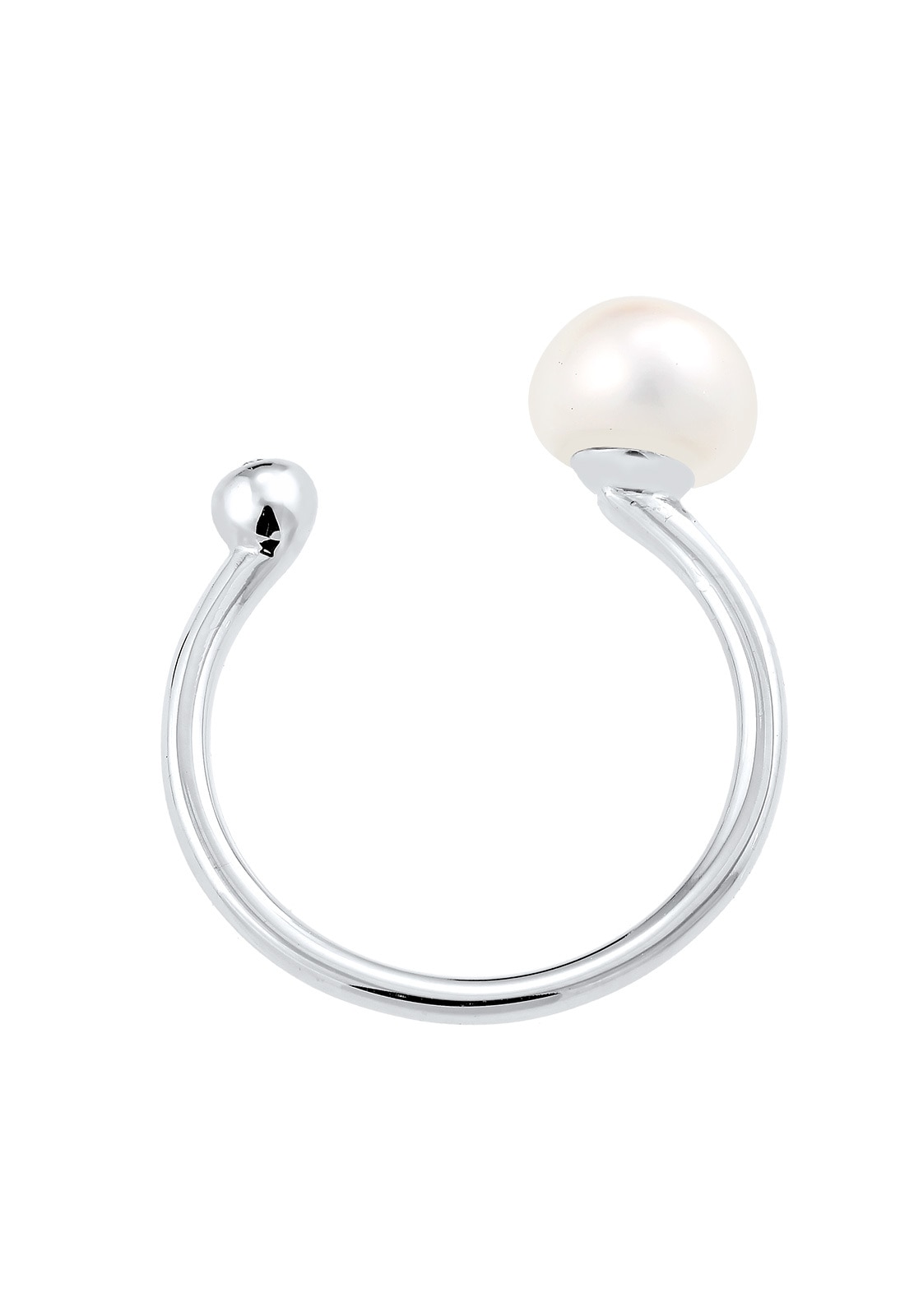 Elli Perlenring »Ring Süßwasserzuchtperle Kristalle Weiß 925 Sterling Silber verstellbar«