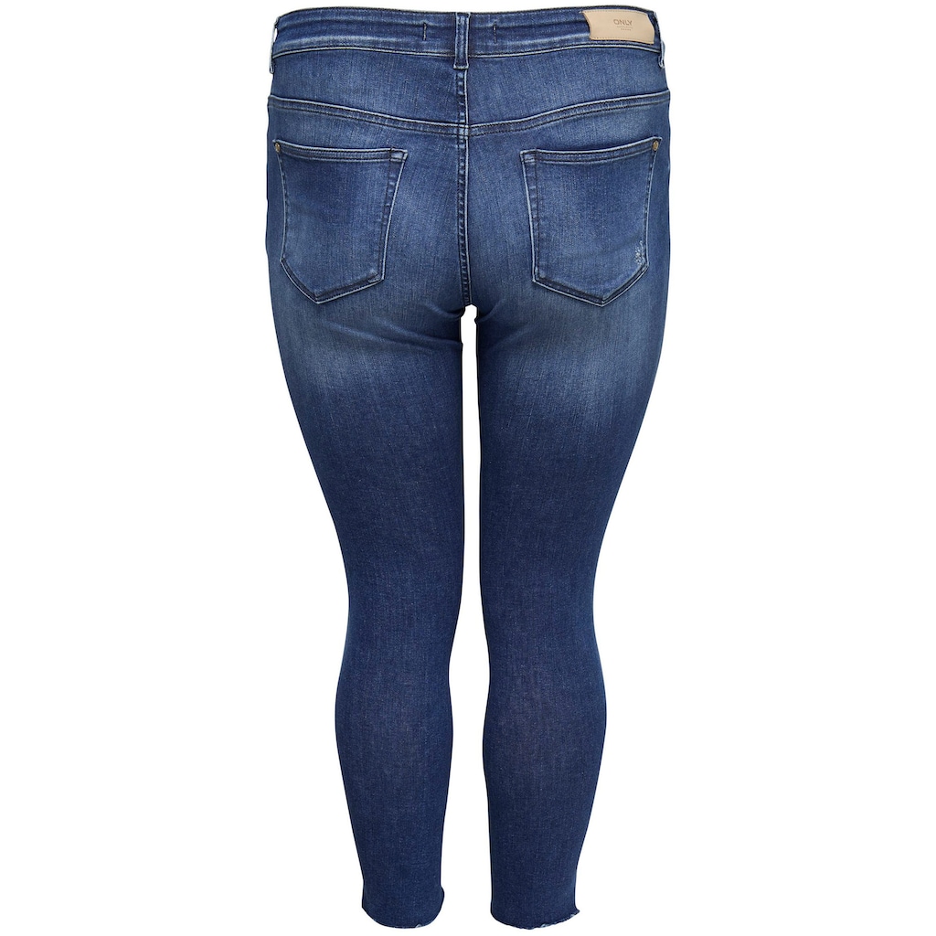 ONLY CARMAKOMA Skinny-fit-Jeans »CARWILLY REG SKINNY ANK JEANS«, mit Fransensaum