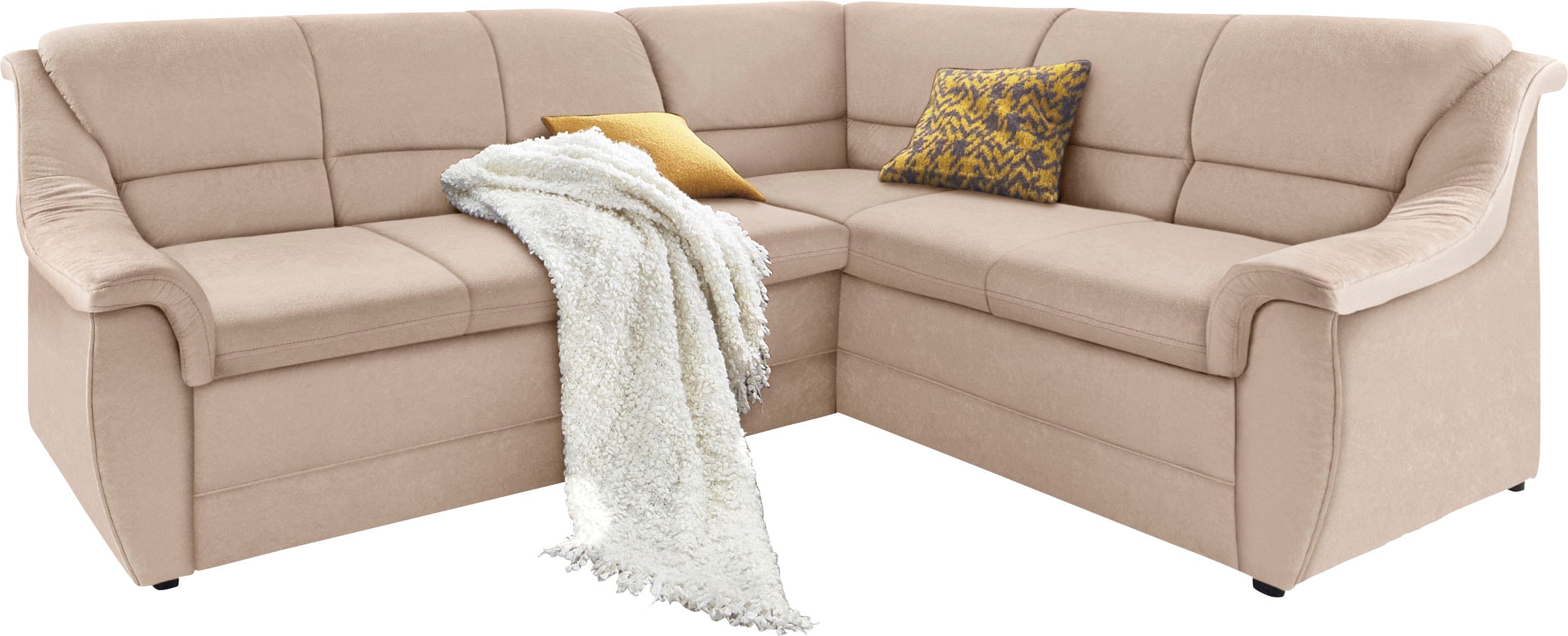 DOMO collection Ecksofa »Lale zeitlose Formensprache, komfortabel, L-Form«, mit langem Schenkel, wahlweise mit Bettfunktion