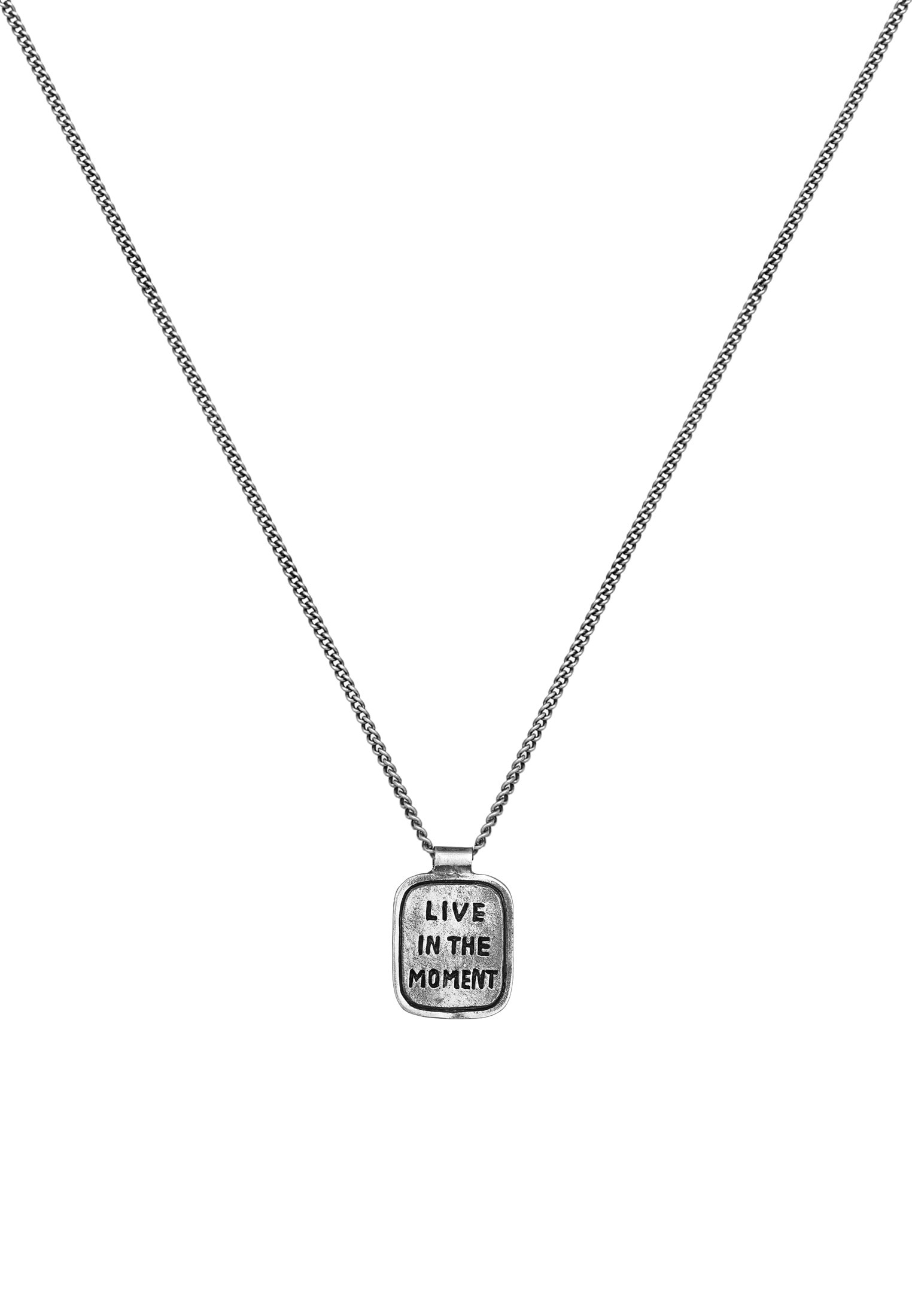 HAZE & GLORY Lange Kette »Halskette Dog Tag Gravur - The Moment 925 Silber«