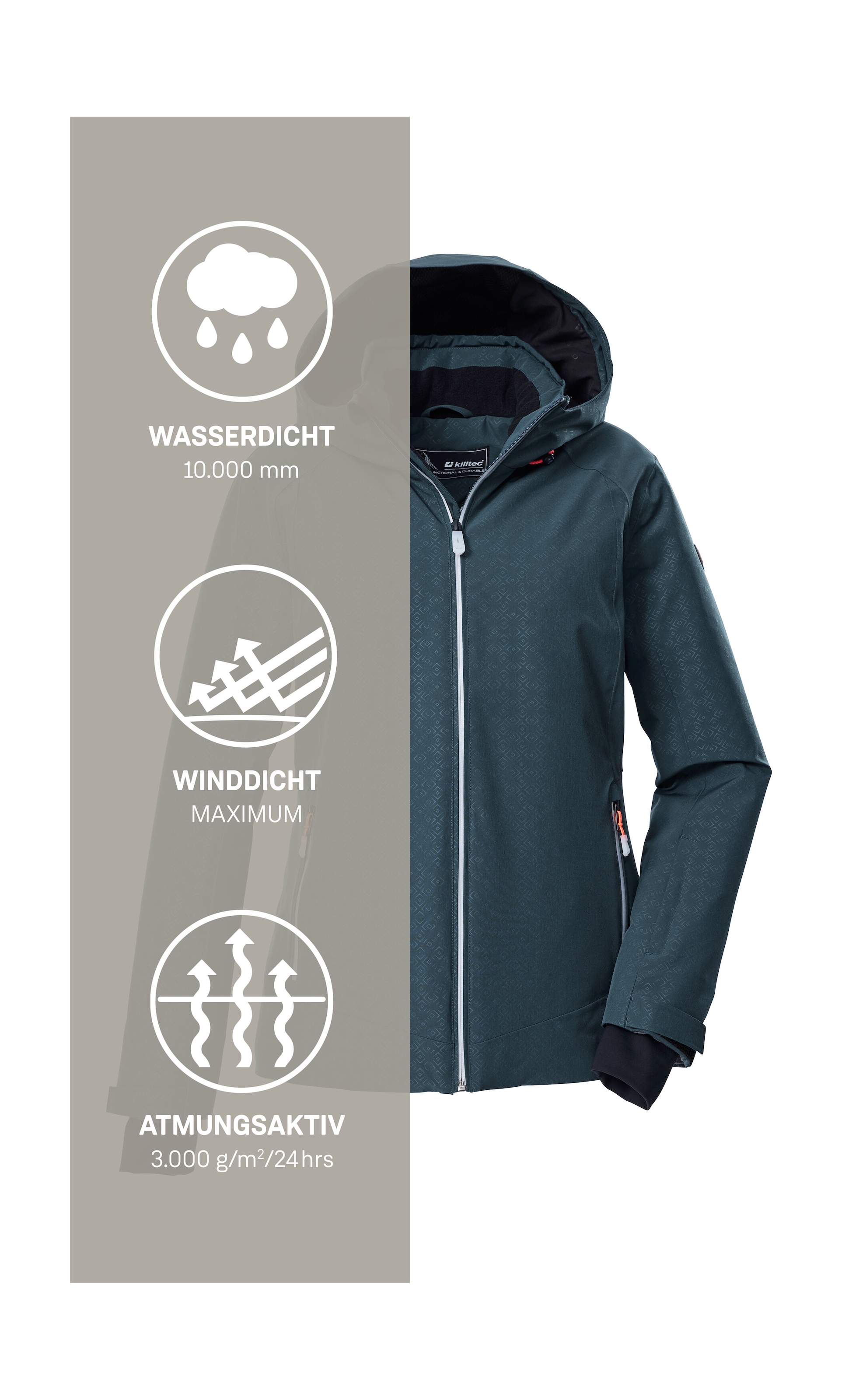 Killtec Skijacke »KSW 33 WMN SKI JCKT« Damen Skijacke: wasserdicht, atmungsaktiv, verstellbar, PFAs-frei