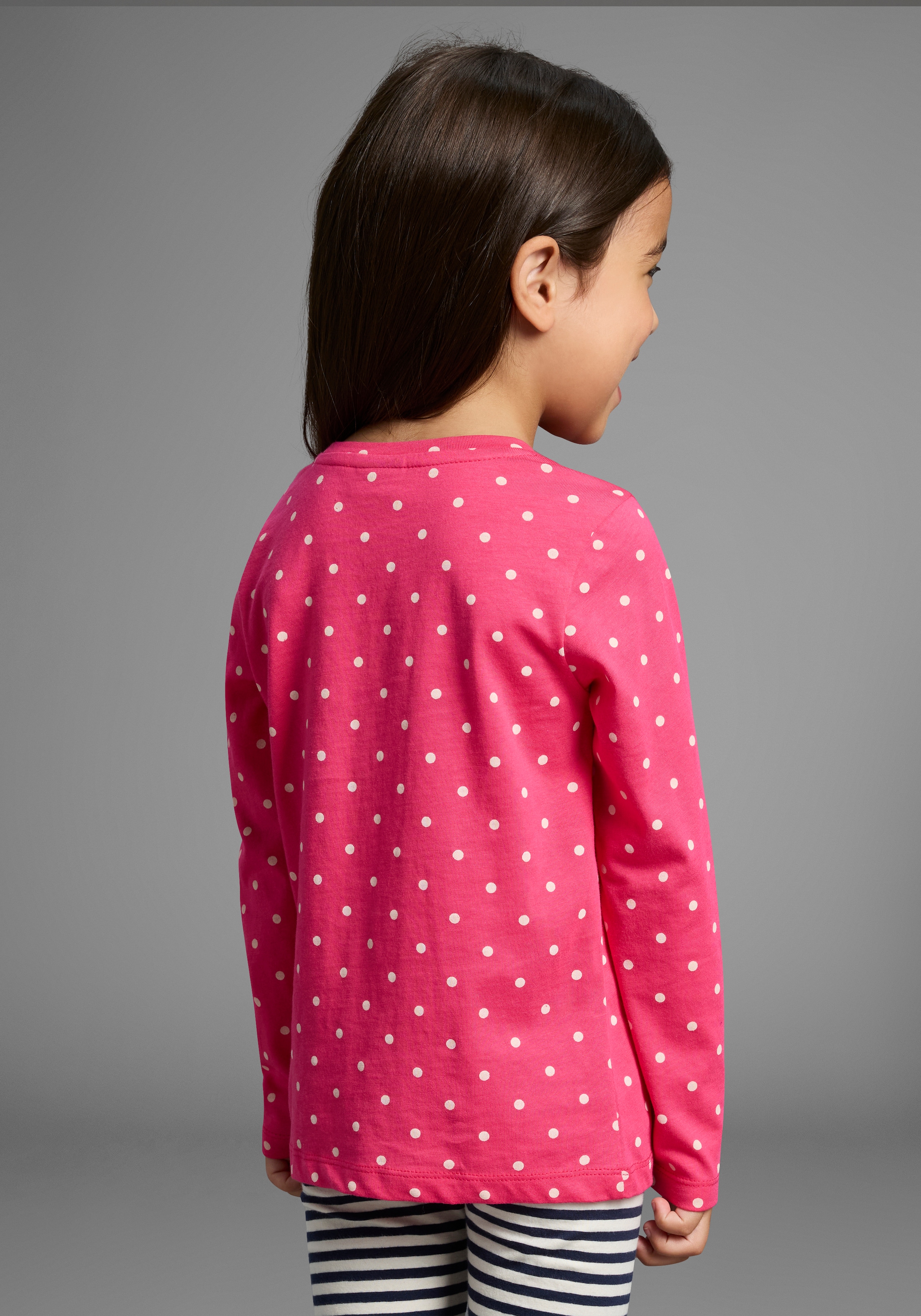 KIDSWORLD Langarmshirt »für kleine Mädchen«, Langarm, Basic-Passform, bedruckt, Rundhalsausschnitt