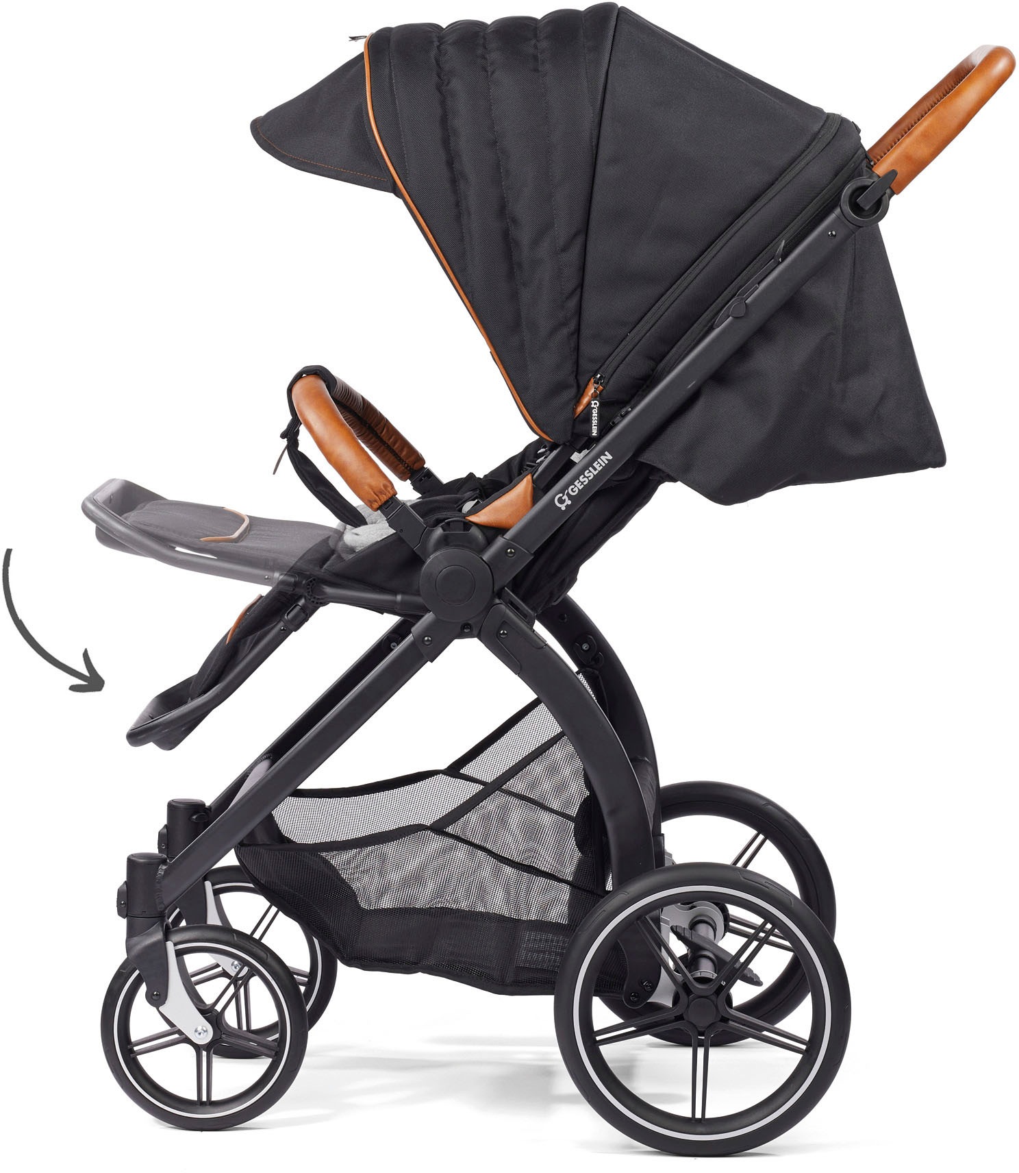 Gesslein Kombi-Kinderwagen »FX4 Soft+ mit Aufsatz Swing schwarz, schwarz/kupfer«, mit Babywanne C3 und Babyschalenadapter