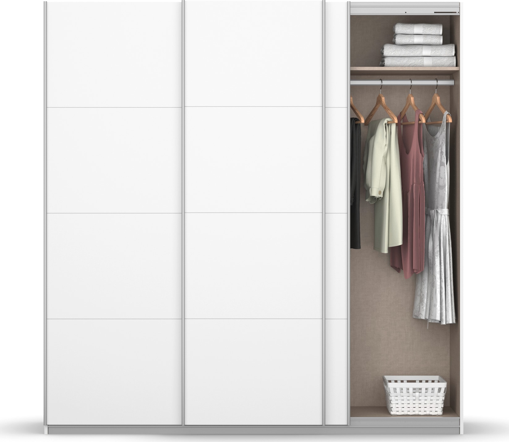 rauch Schwebetürenschrank »Kleiderschrank Schrank Garderobe KOLUNA mit Hochglanz-Front« Breiten 203/271/315/360 cm Höhen 210/229 cm,  Hochglanzfront, inkl. 2 Innenschubladen sowie extra Böden