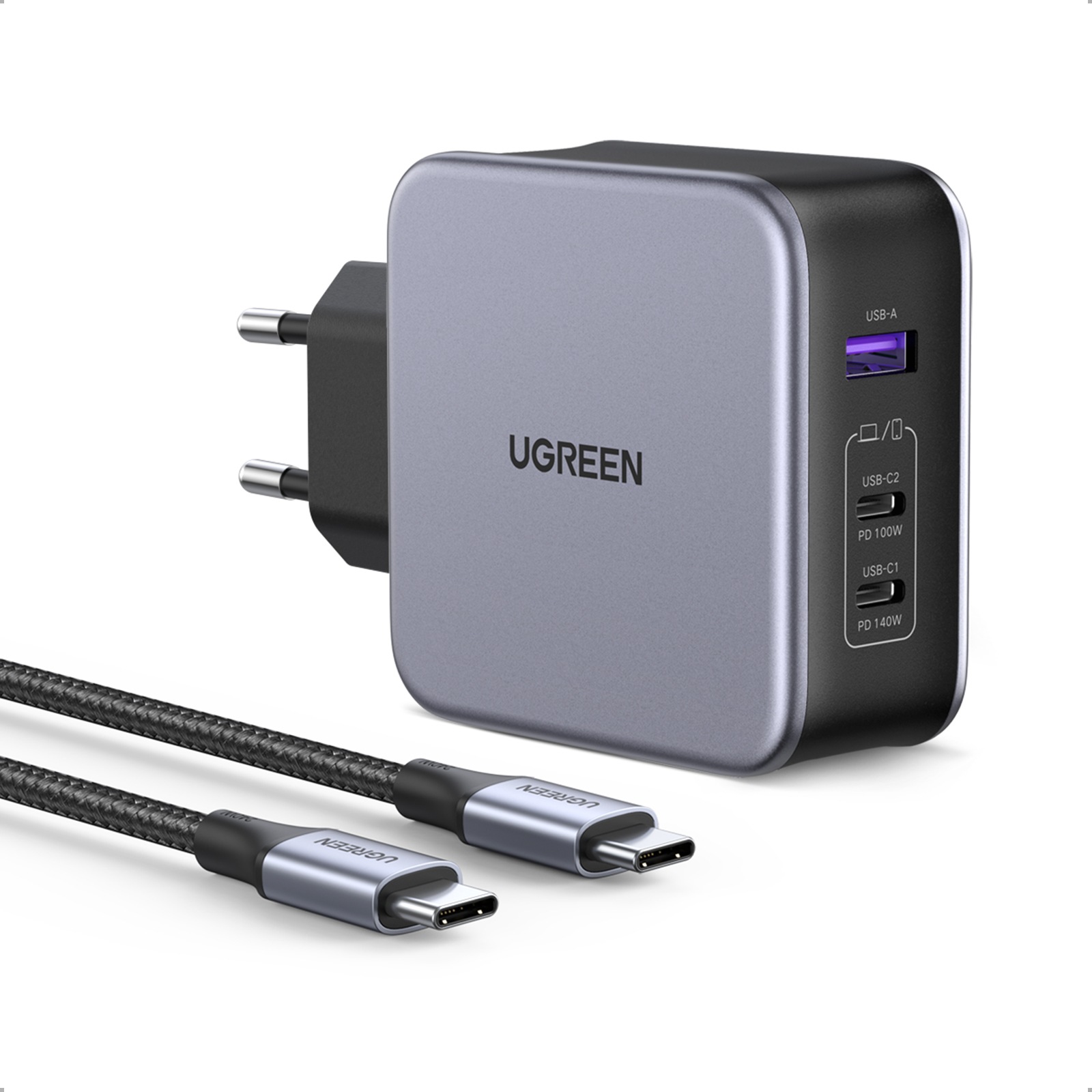 UGREEN Schnelllade-Gerät »Nexode USB-A+2*USB-C 140W GaN Fast Charger+USB-C Cable 1.5m CD289«