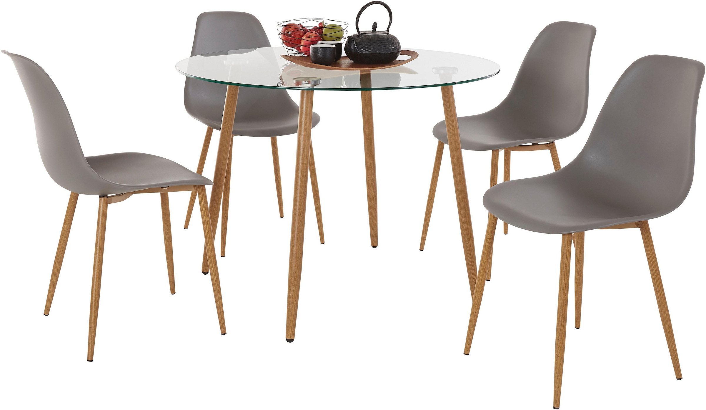 INOSIGN Essgruppe »Miller«, (Set, 5 tlg.), Stühlen bequem 4 (Kunststoffschale) Glastisch mit kaufen