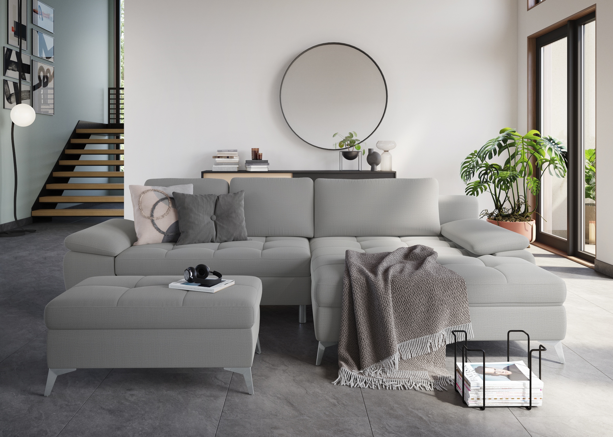 sit&more Ecksofa »Latigo L-Form«, mit Mega-Recamiere, wahlweise mit Bettfunktion und Bettkasten