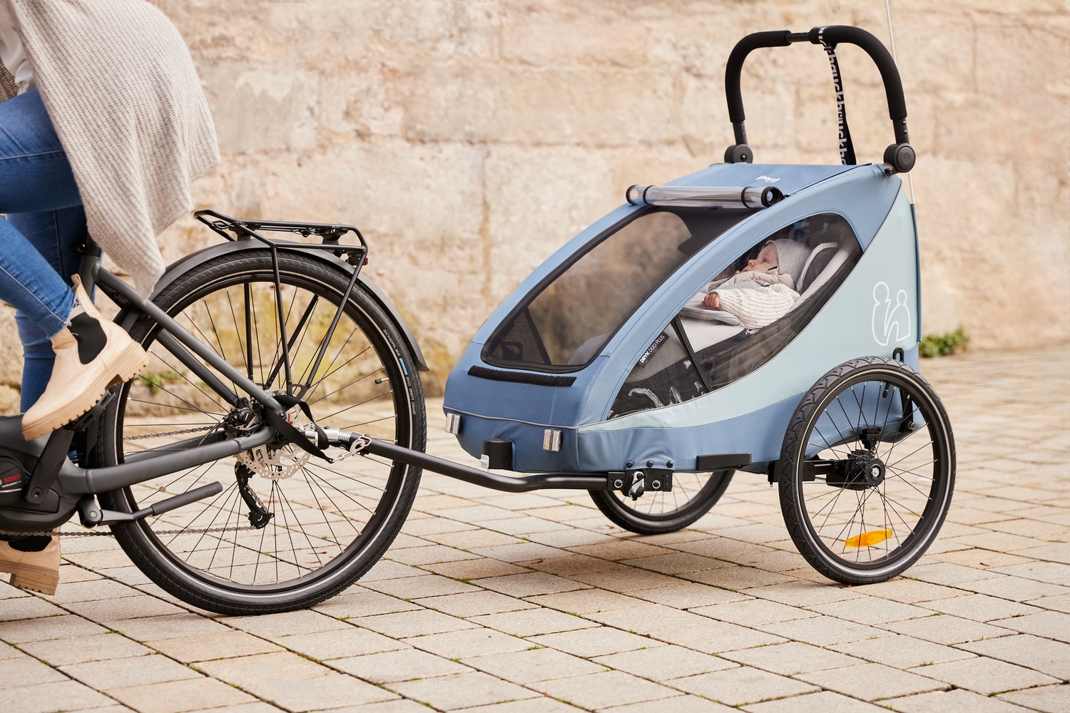 Hauck Fahrradkinderanhänger »2in1 Bike Trailer und Buggy Dryk Duo Plus, dark blue«, für 2 Kinder; inklusive Deichsel