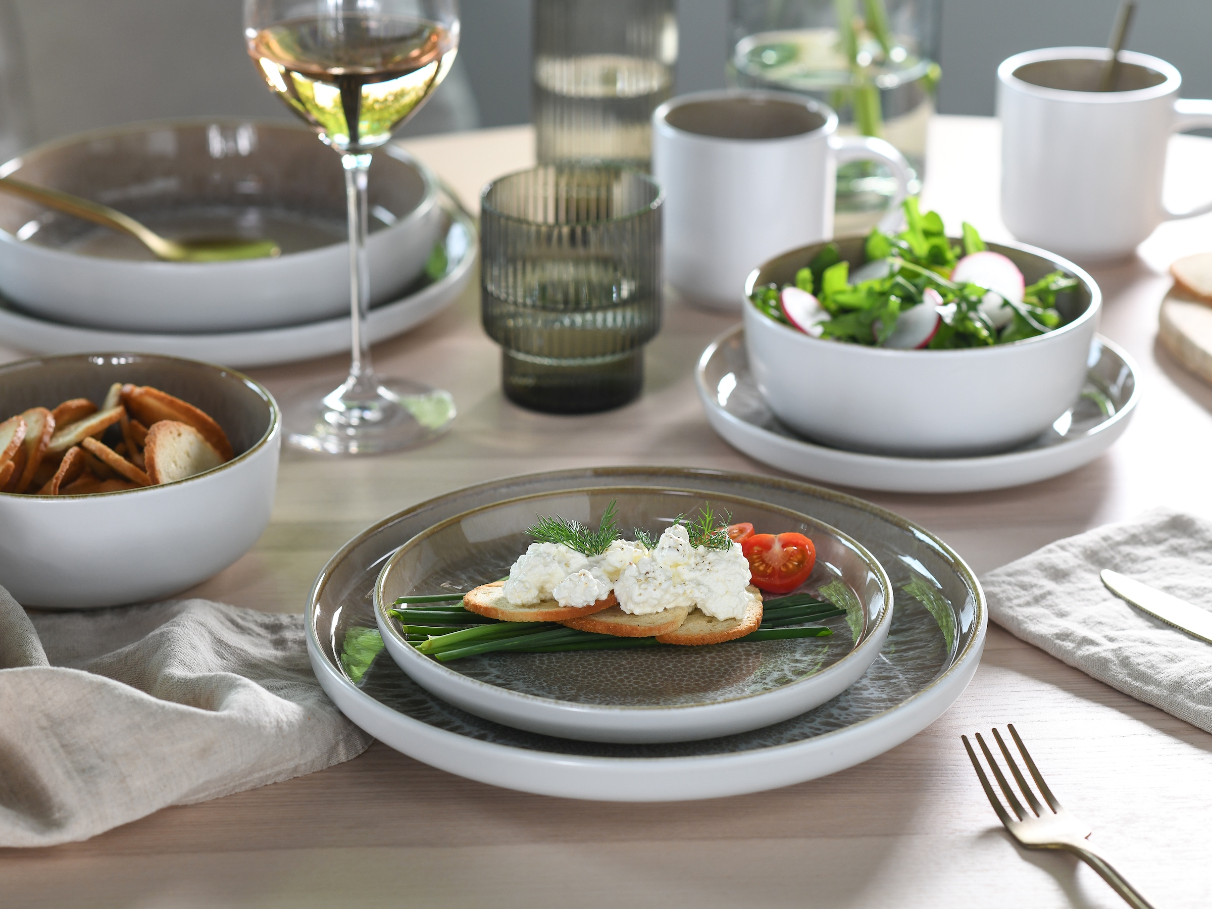 OTTO home Müslischale »modernes Schüssel-Set Novalee, Geschirr-Set, Bowl« 6 Stk. aus Steinzeug hohe Haltbarkeit, spülmaschinen- & mikrowellengeeignet, Reaktivglasur