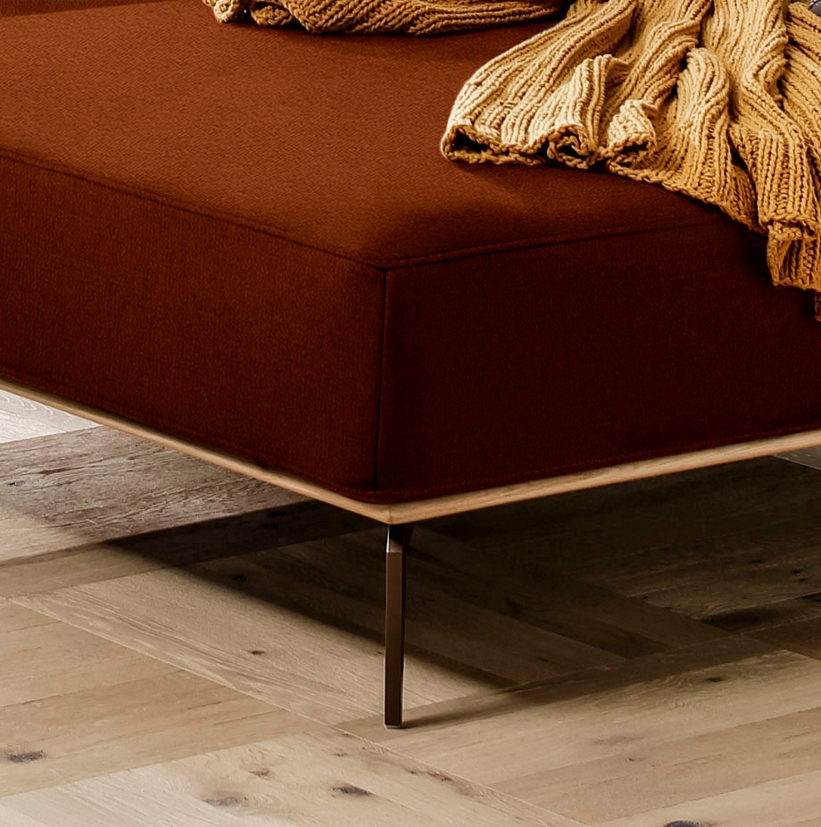 W.SCHILLIG Ecksofa »run, Designsofa mit tollem Sitzkomfort, L-Form«, mit Holzsockel, Füße in Bronze pulverbeschichtet, Breite 299 cm