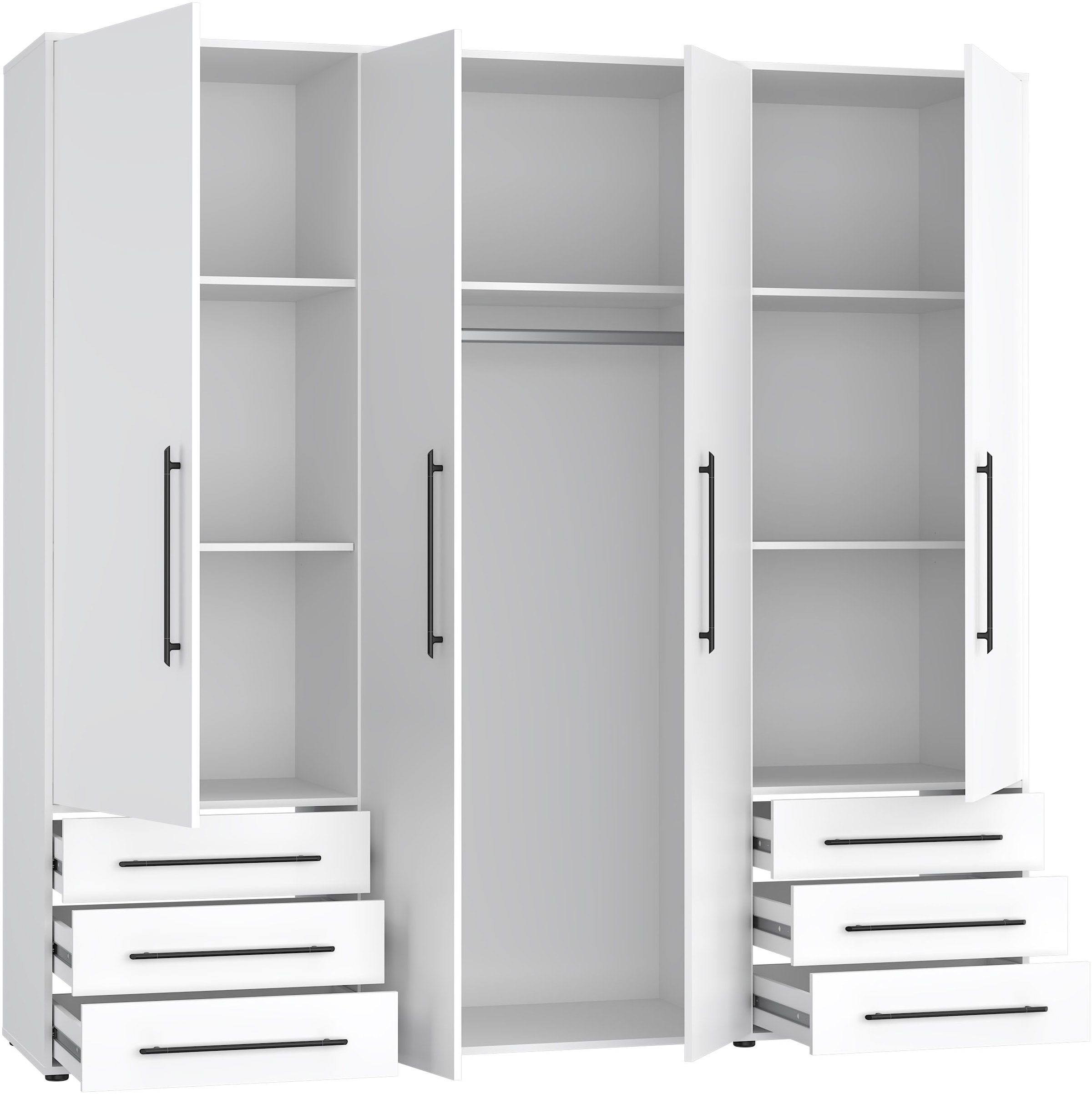 FORTE Drehtürenschrank »Mokkaro, Kleiderschrank,zeitloses Design, 4 türig« viel Stauraum, Schubladen, Stangengriffe, Made in Europe