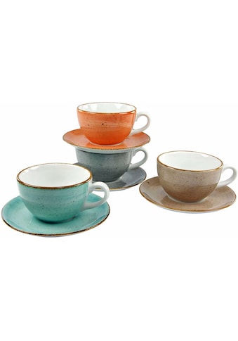 Cappuccinotasse »Kaffeetasse VINTAGE NATURE«, (Set, 8 tlg.), Tassen Set, 4 Tassen, 4...