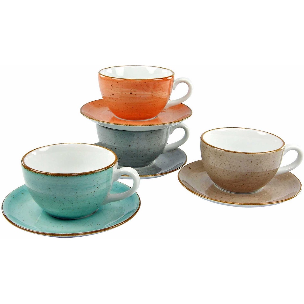 CreaTable Cappuccinotasse »Kaffeetasse VINTAGE NATURE«, (Set, 8 tlg.)