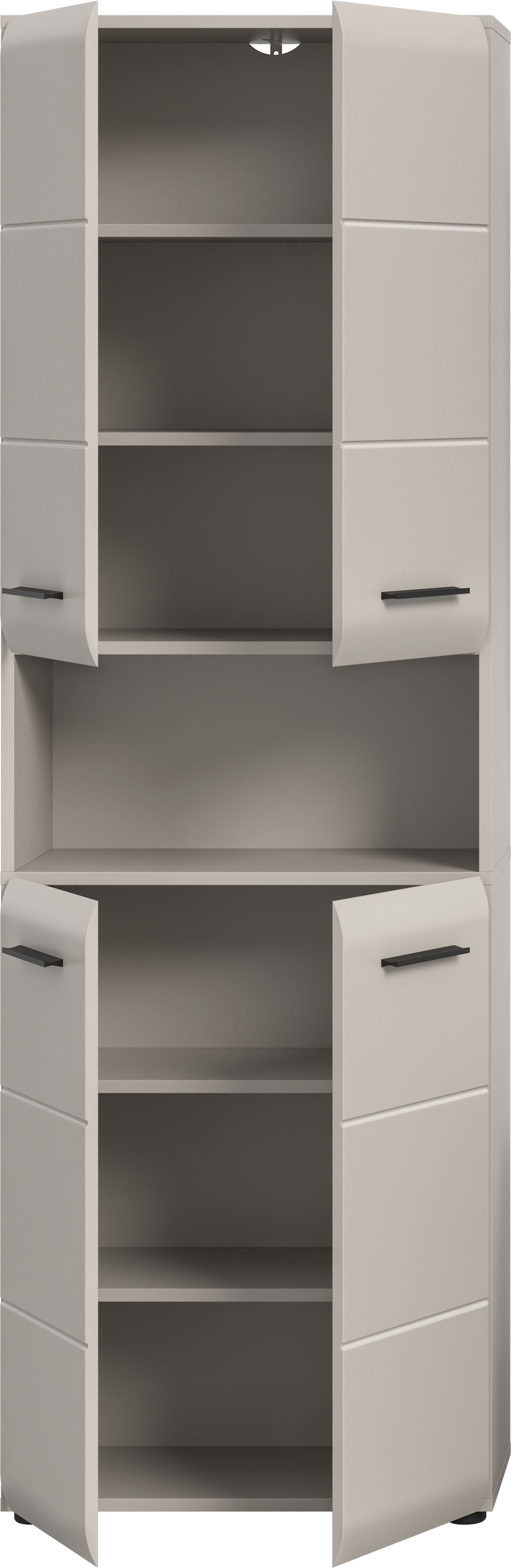 welltime Stauraumschrank »FLORENZ, TOPSELLER!, Höhe 185 cm, 4 oder 6 Türen, viel Stauraum« TOPSELLER!, 1 Stk. tlg. hochwertige MDF Front, Griff schwarz, Badschrank, Bad