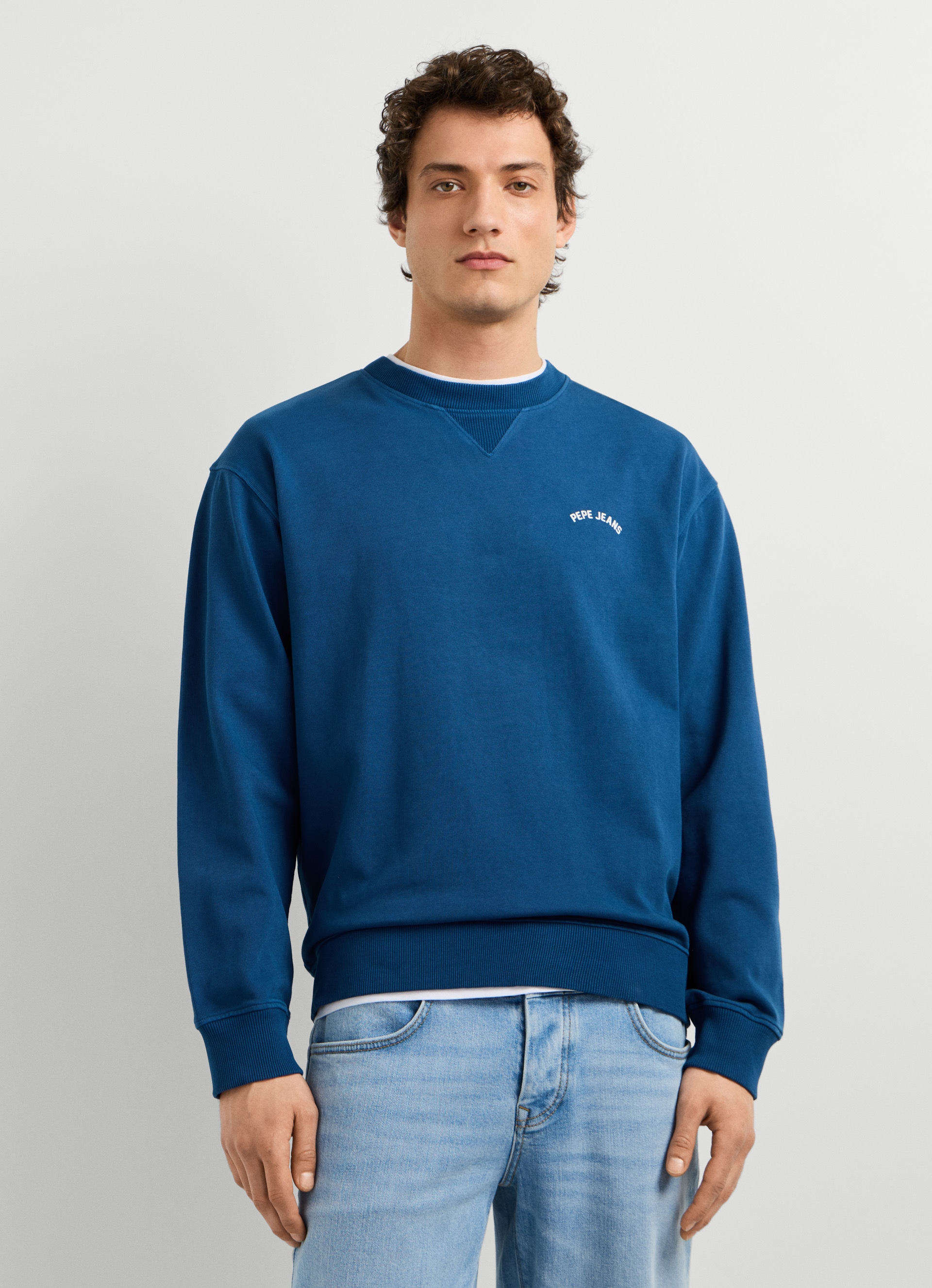 Pepe Jeans Sweatshirt »JOHN CREW«, mit Rippeinsatz am Rundhals, Logoschriftzug
