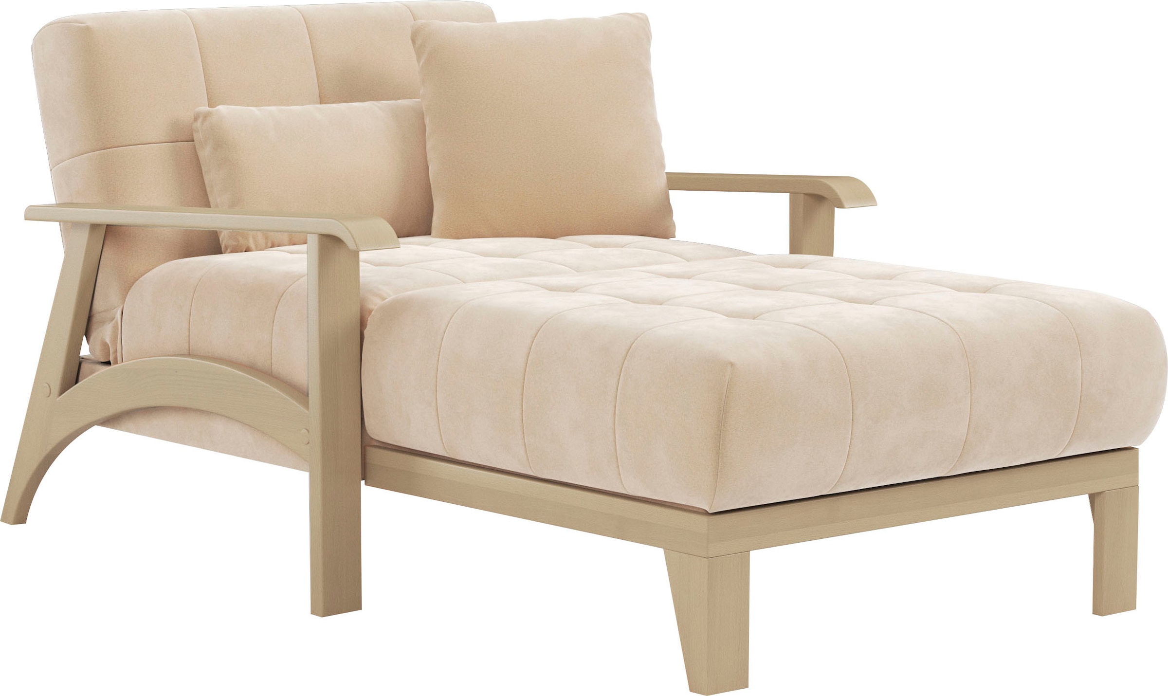 sit&more Recamiere »Billund« Armlehnen aus Buchenholz in natur, verschiedene Bezüge und Farben