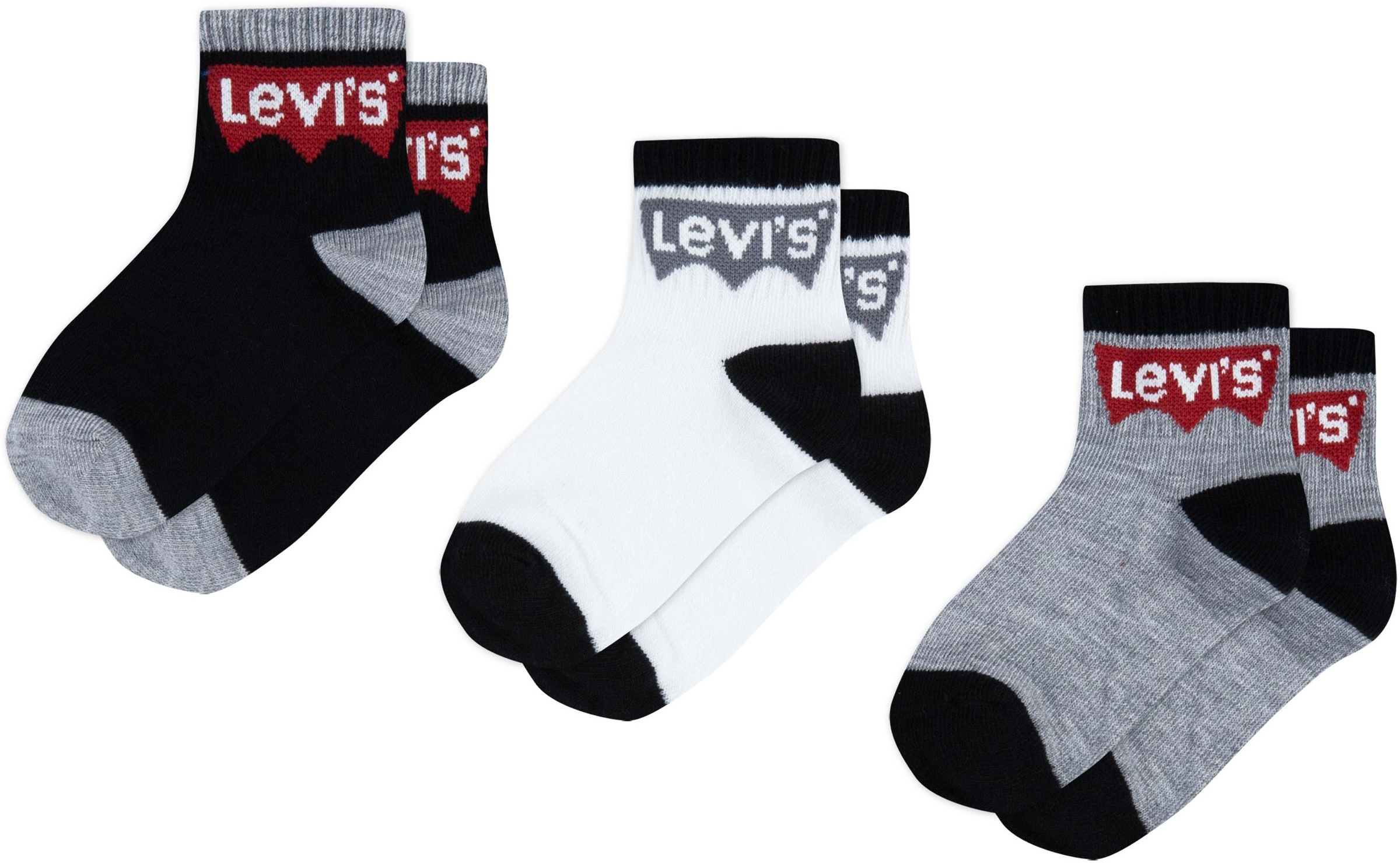 Levi's® Kids Socken »BATWING MID CUT3PK«, (Packung, 3 Paar), im 3er-Pack