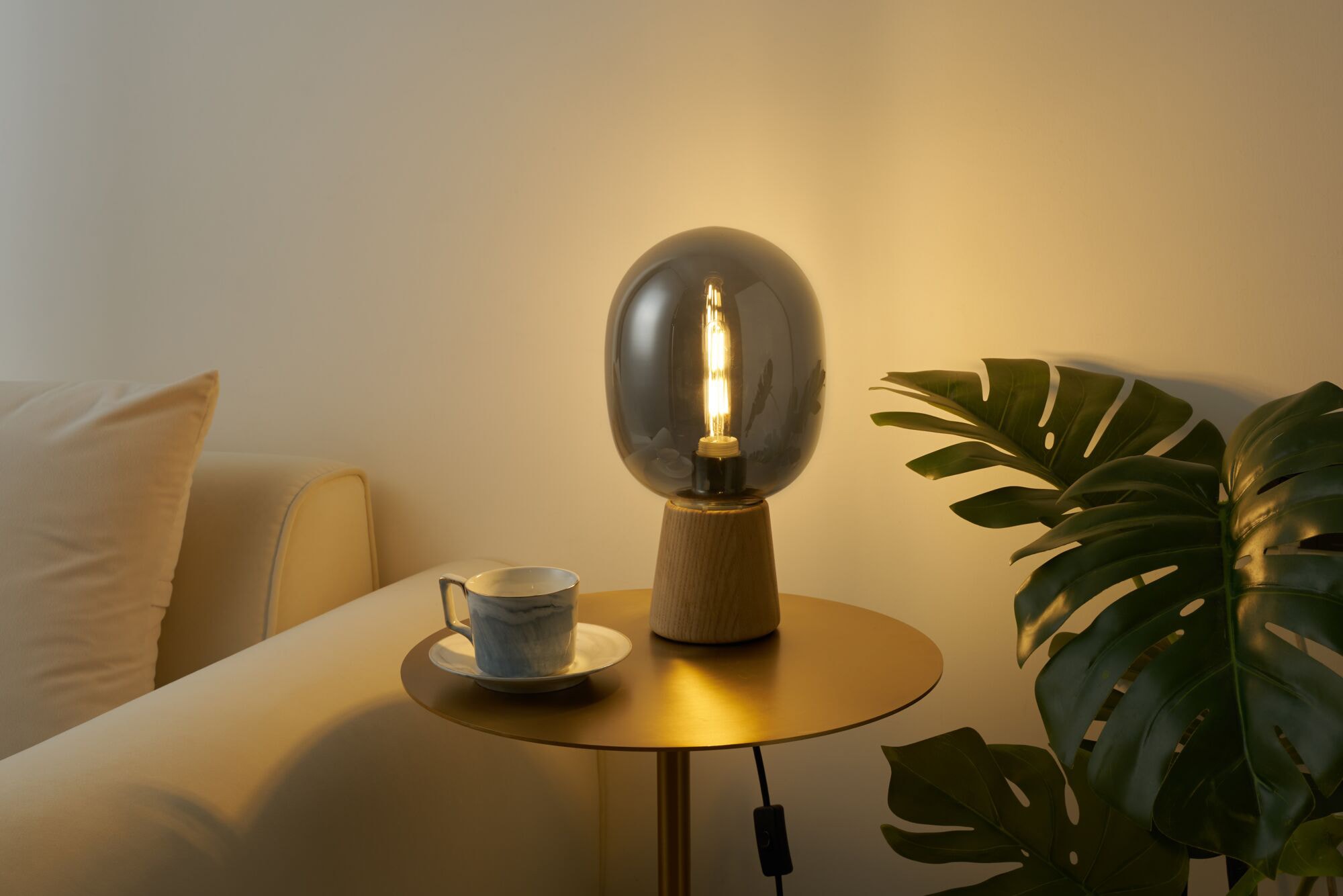 Pauleen Tischleuchte »Mystical Gleam«, 1 flammig, Leuchtmittel E27 | ohne Leuchtmittel, E27, max. 20W E27, Rauchglas/Holz, 230V