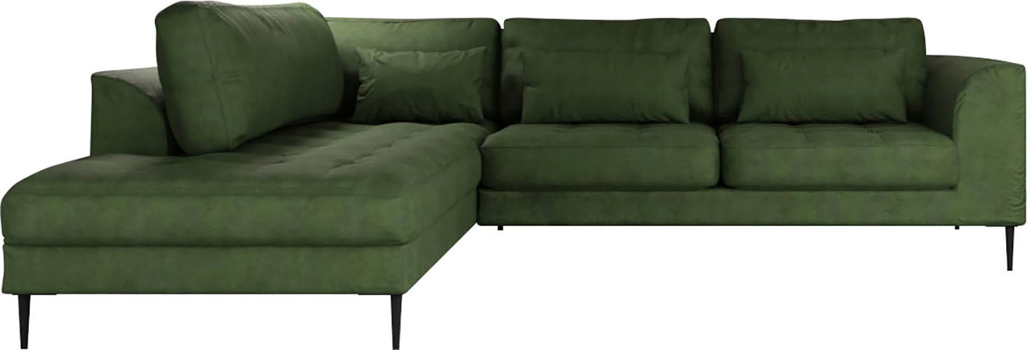 TRENDMANUFAKTUR Ecksofa »Luzi, wahlweise mit Schlaffunktion und Bettkasten, gemütlich, L-Form«, Designsofa mit Ottomane, Metallfüße schwarz, Breite 264 cm