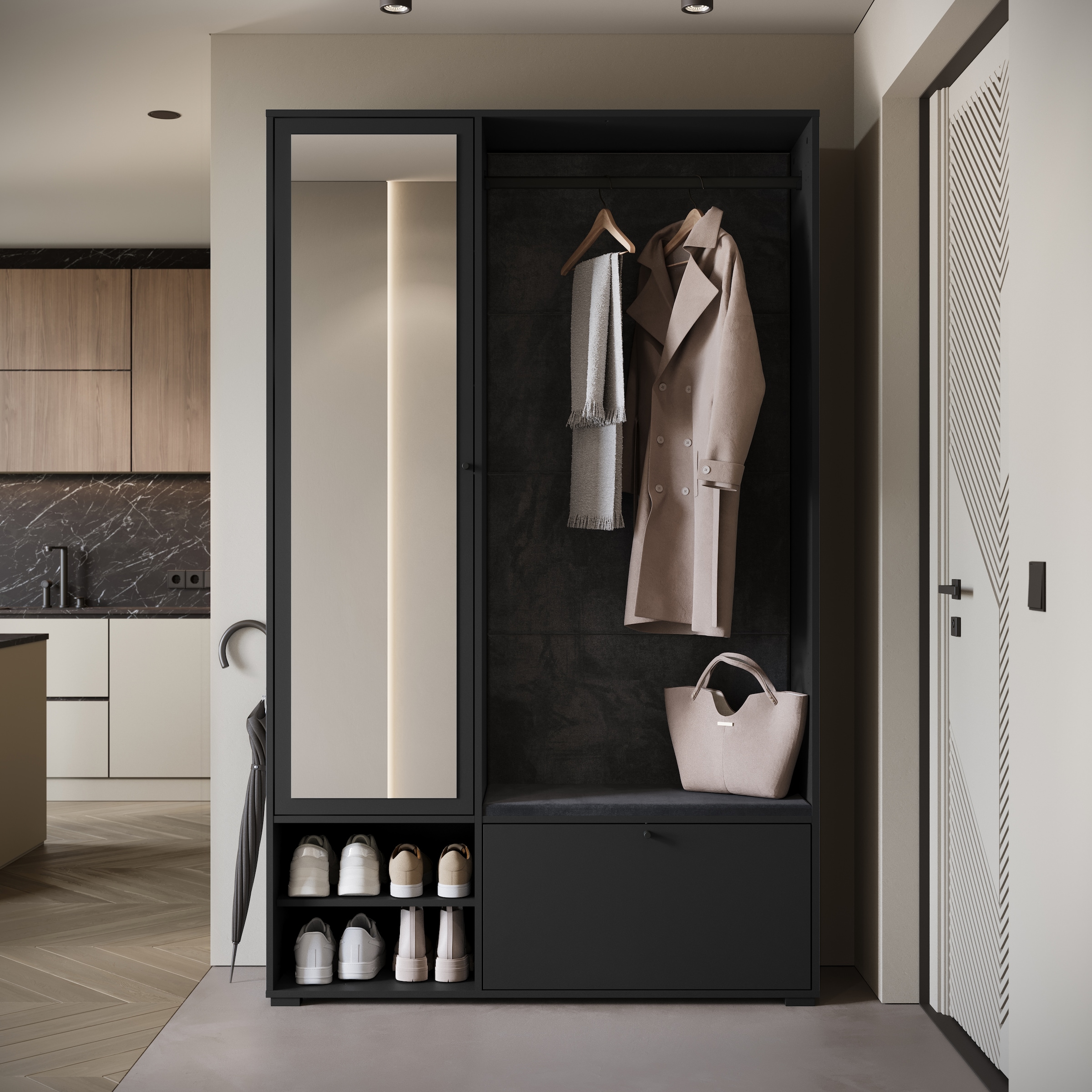 Home affaire Garderoben-Set »Garderobe mit Spiegel, Sitzbank und Kleiderstange« 1 Stk. tlg.