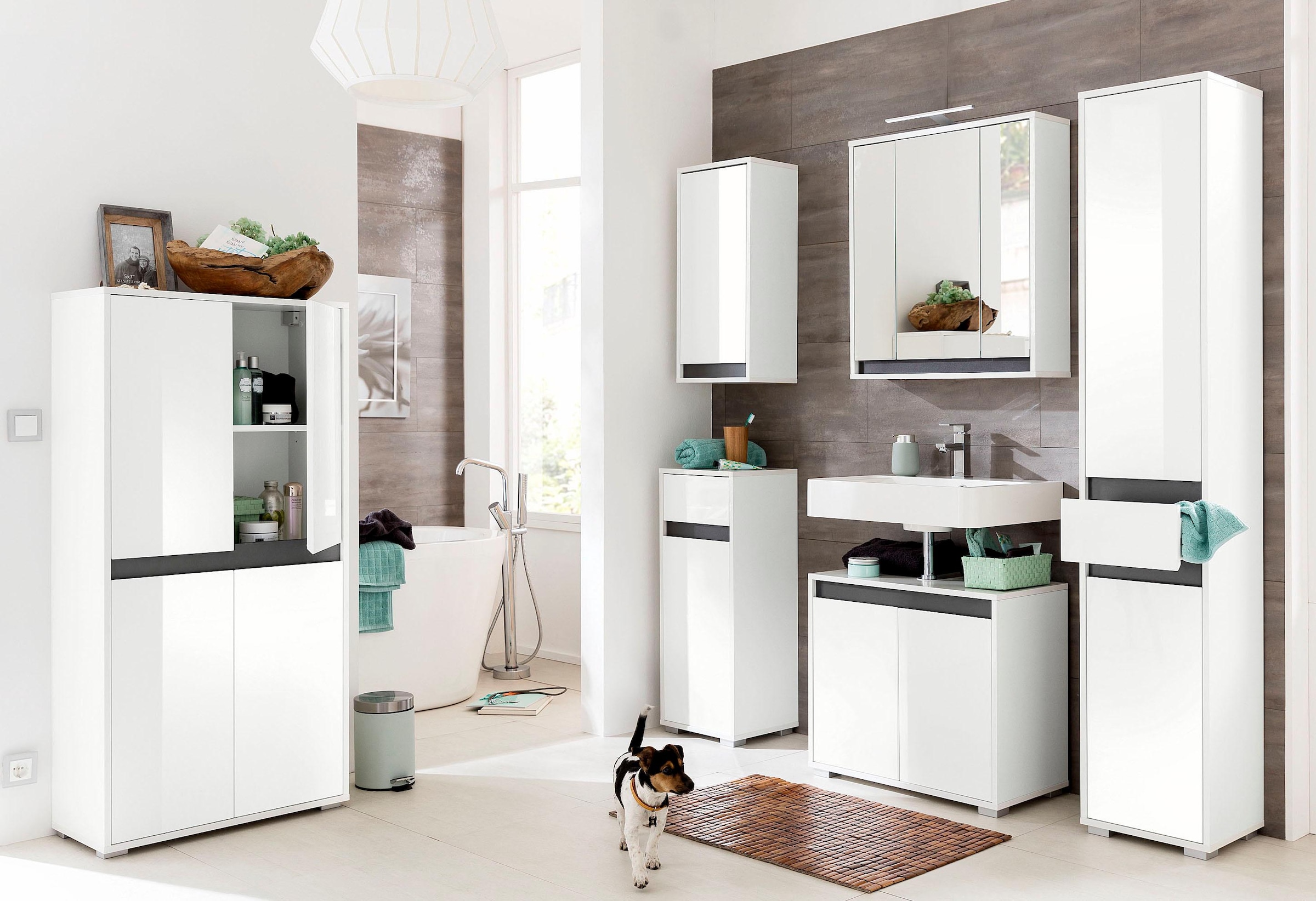 welltime Waschbeckenunterschrank »Siena«, Waschtisch mit einem Fach und Wechselblende - Maße (B/T/H) 67/37/60 cm