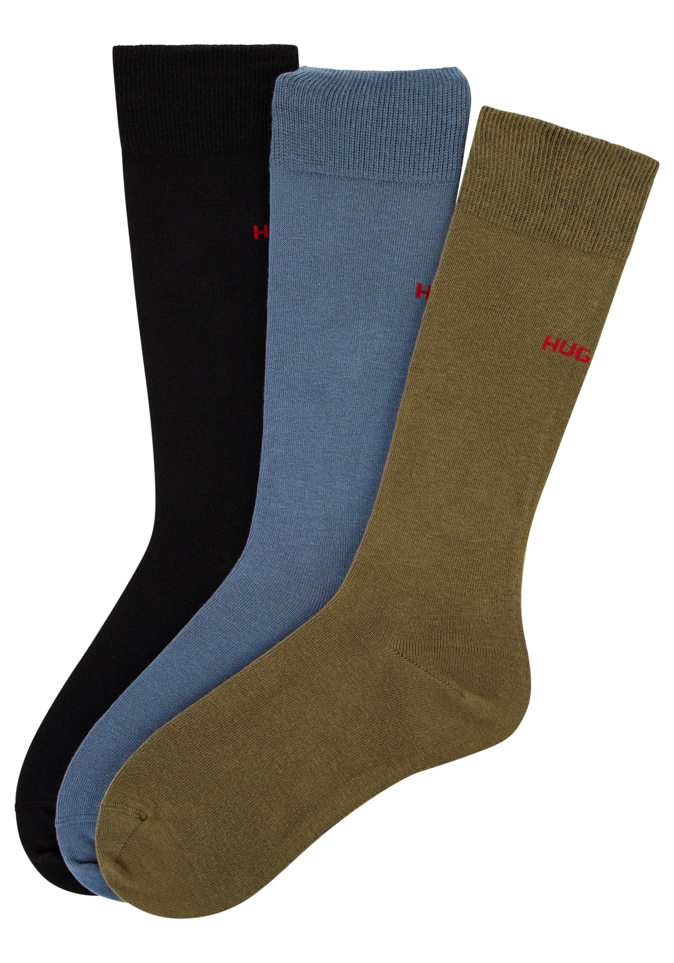 HUGO Underwear Businesssocken »3P RS UNI CC« Packung, 3er Pack, 3 Paar tlg. mit kontrastfarbenen HUGO Logo-Schriftzug