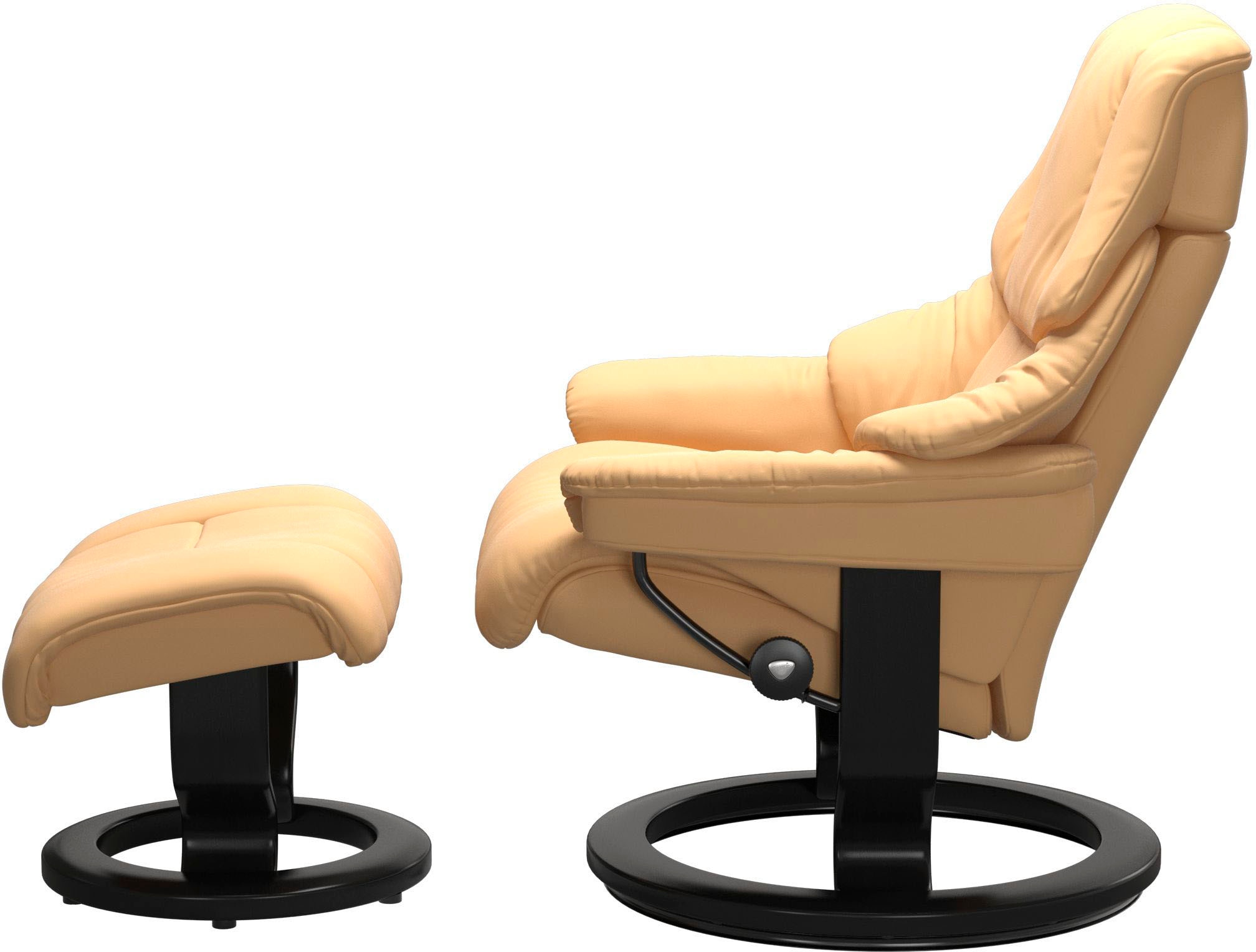 Stressless® Relaxsessel »Reno« Set, Relaxsessel mit Hocker,  mit Hocker, mit Classic Base, Größe S, M & L, Gestell Schwarz