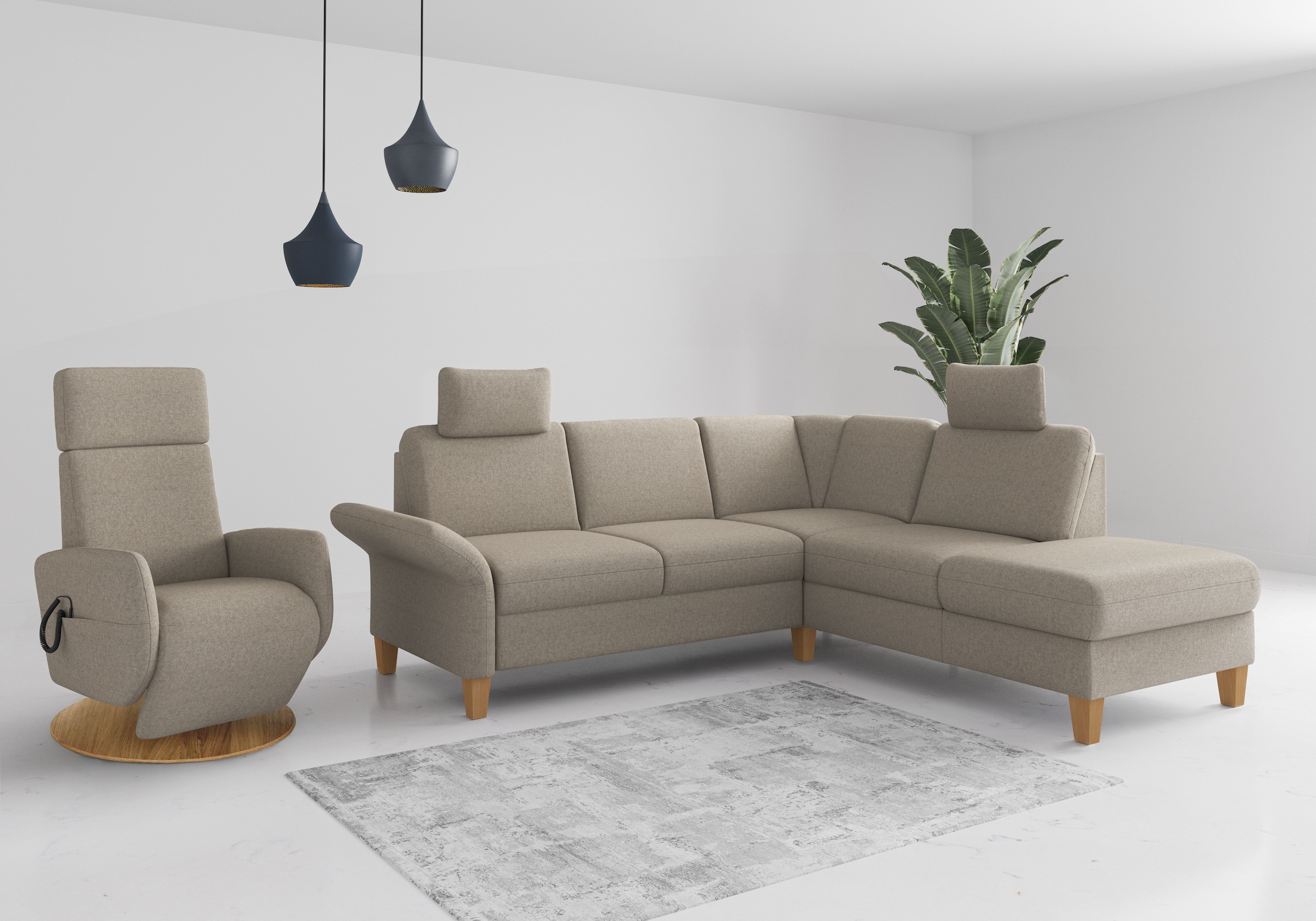 Home affaire Ecksofa »Rochelle, L-Form«, wahlweise mit Armteilverstellung, Bettfunktion und Bettkasten