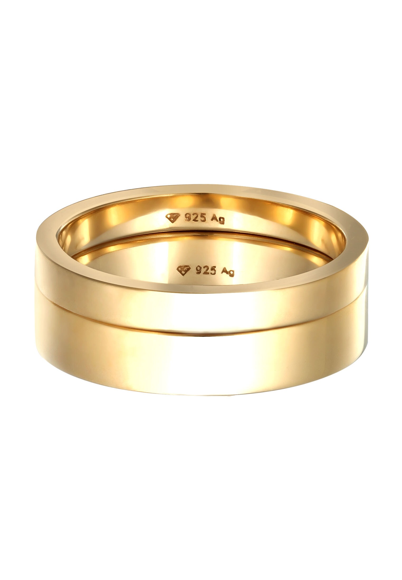 Kuzzoi Silberring »Ring Herren 925 Sterling Silber Basic 2er-Set«