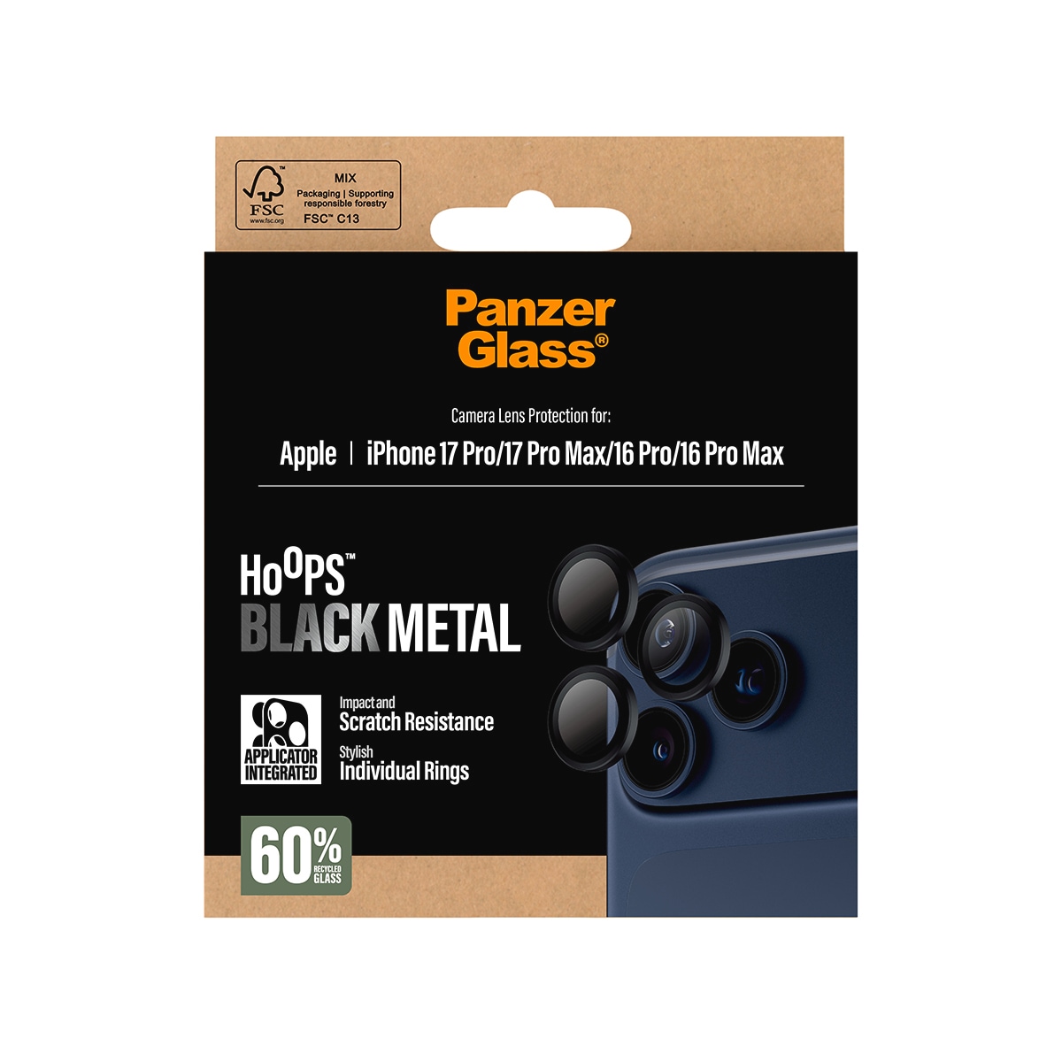 CARE by PanzerGlass Kameraschutzglas »Hoops Camera Lens Protector« für Apple iPhone 17 Pro/Pro Max;Apple iPhone 16 Pro/Pro Max Kameraschutz,Linsenschutz,Objektivschutz, kratz- & stoßfest