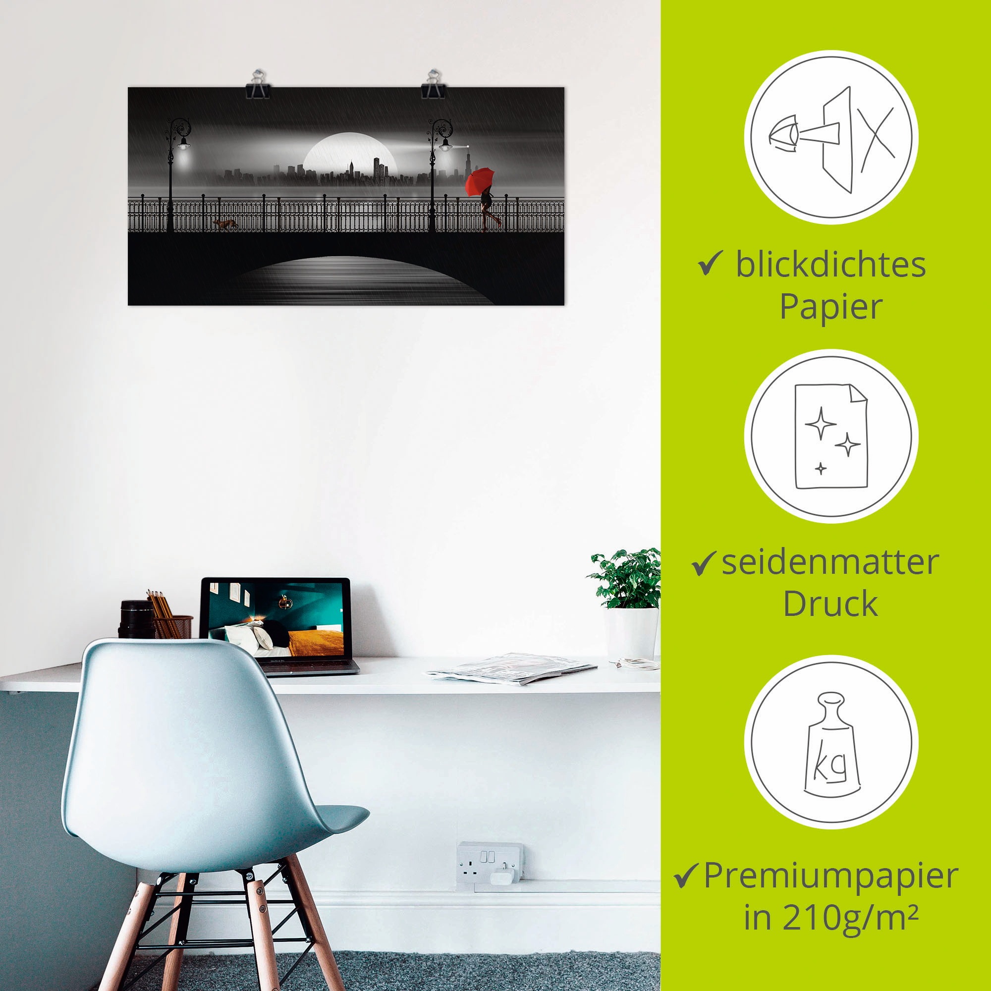 Artland Wandbild »Die Brücke im Regen«, Brücken, (1 St.), als Leinwandbild, Poster in verschied. Größen